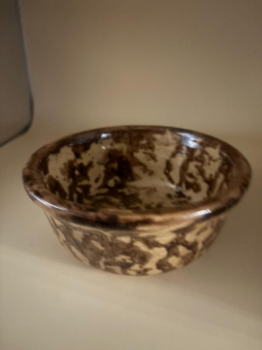 Vintage Stoneware Brown Bowl Spongeware Pottery Bowl Art Lover Antiques and Vintage