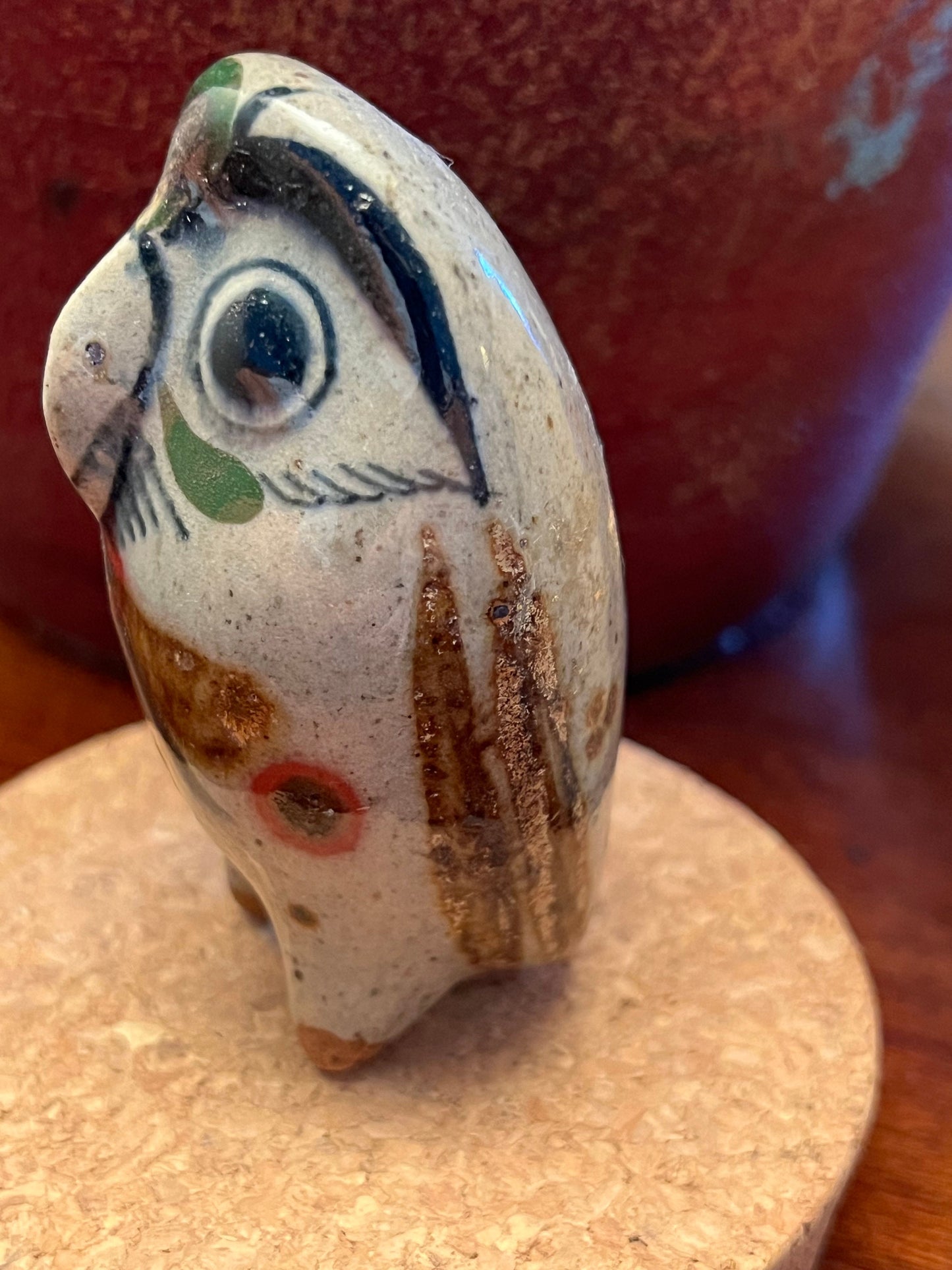Vintage Tonala Pottery Owl: El Palomar Ken Edwards, Mid-Century Modern Owl Art