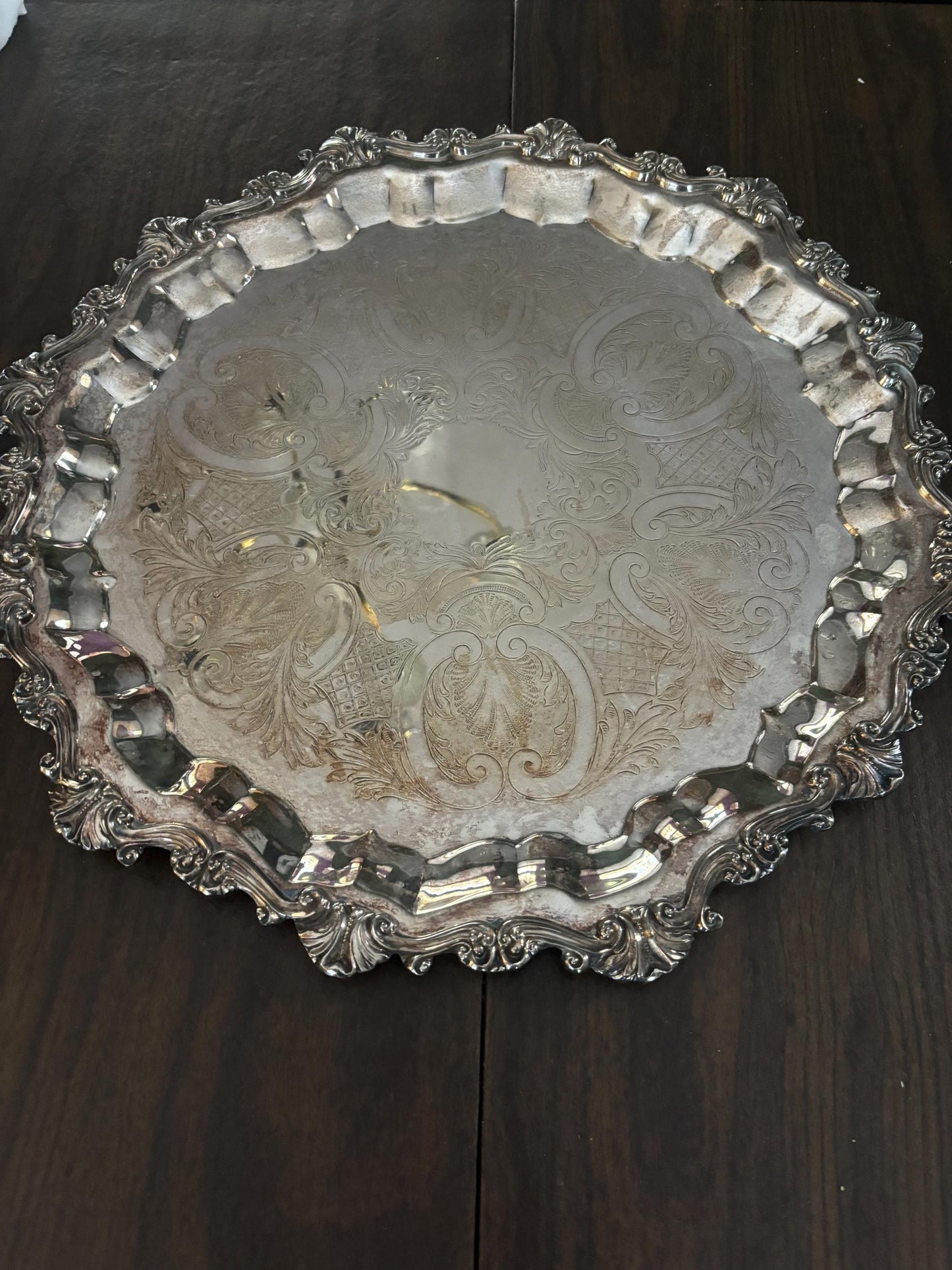 Antique Sheridan Silver Plate on Copper Large Platter Numbered 3 Lover Antiques and Vintage