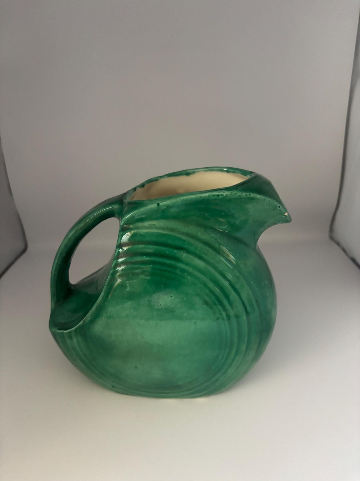 Fiesta Disk Pitcher, Fiestaware Forest Green Homer Laughlin, Lover Antiques and Vintage
