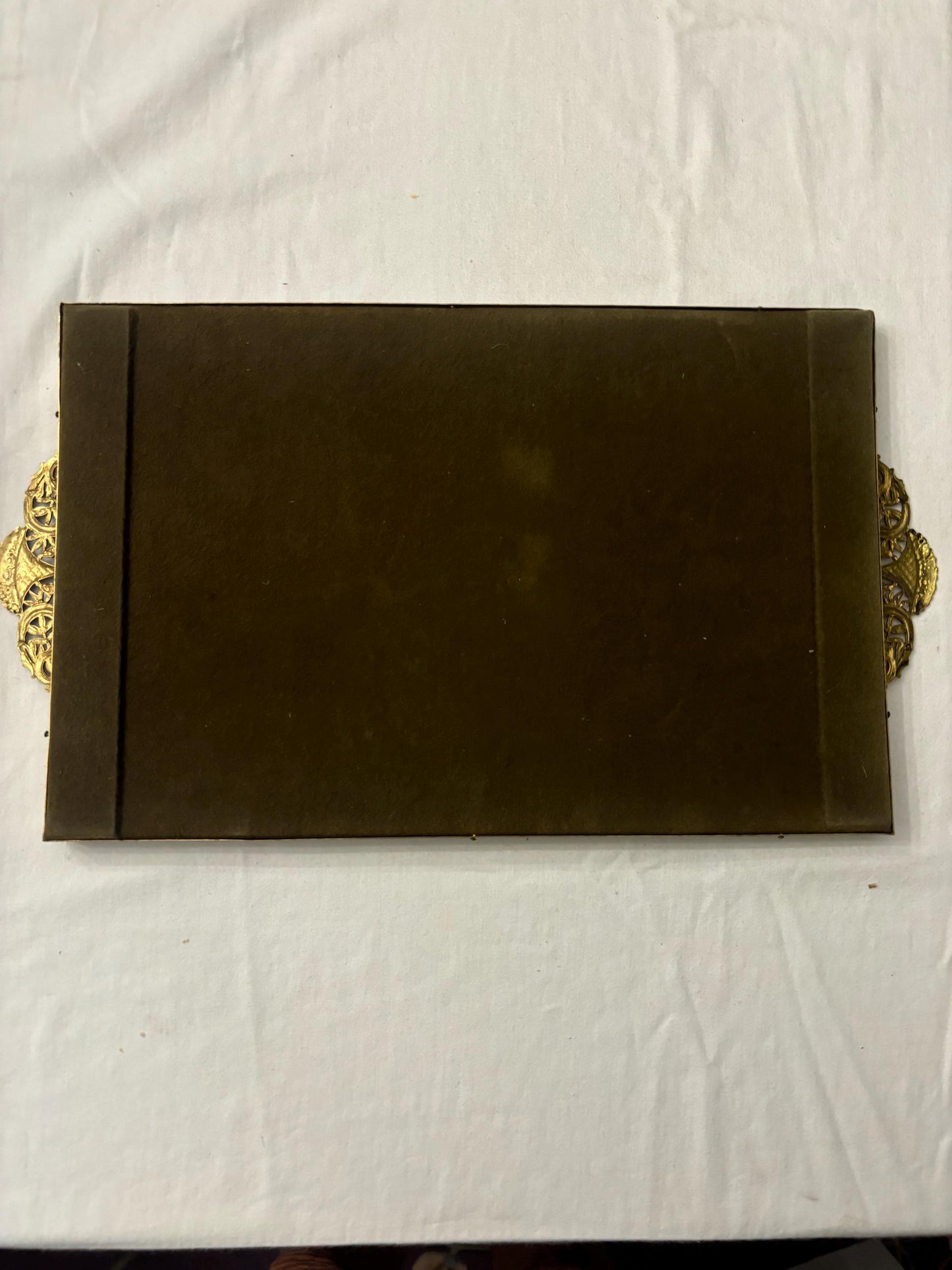 Vintage Gold Filagree Large Rectangular Mirror For Dresser Tray with Flower Design Handles Lover Antiques and Vintage