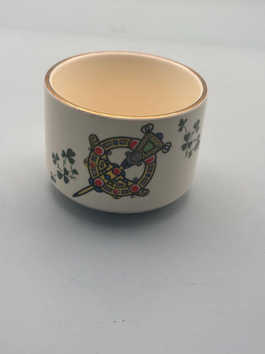 Vintage Carrigaline Pottery Sugar Bowl from Cork, Ireland, Decorative Celtic Brooch Design & Shamrocks