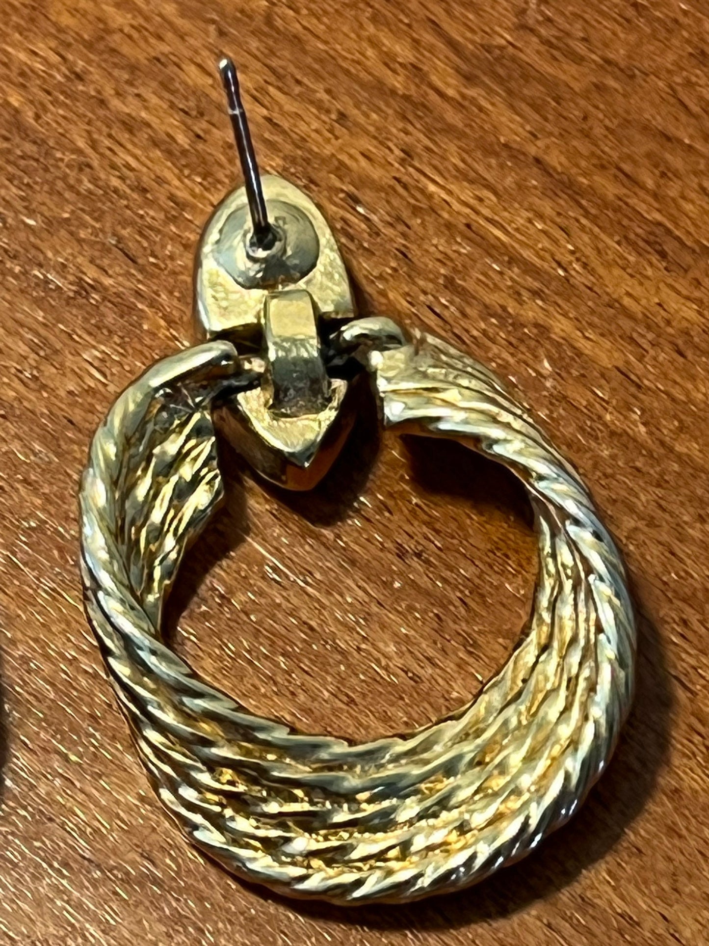 Vintage Classy Twisted Goldtone Roped Loops PIERCED Earrings jewelry