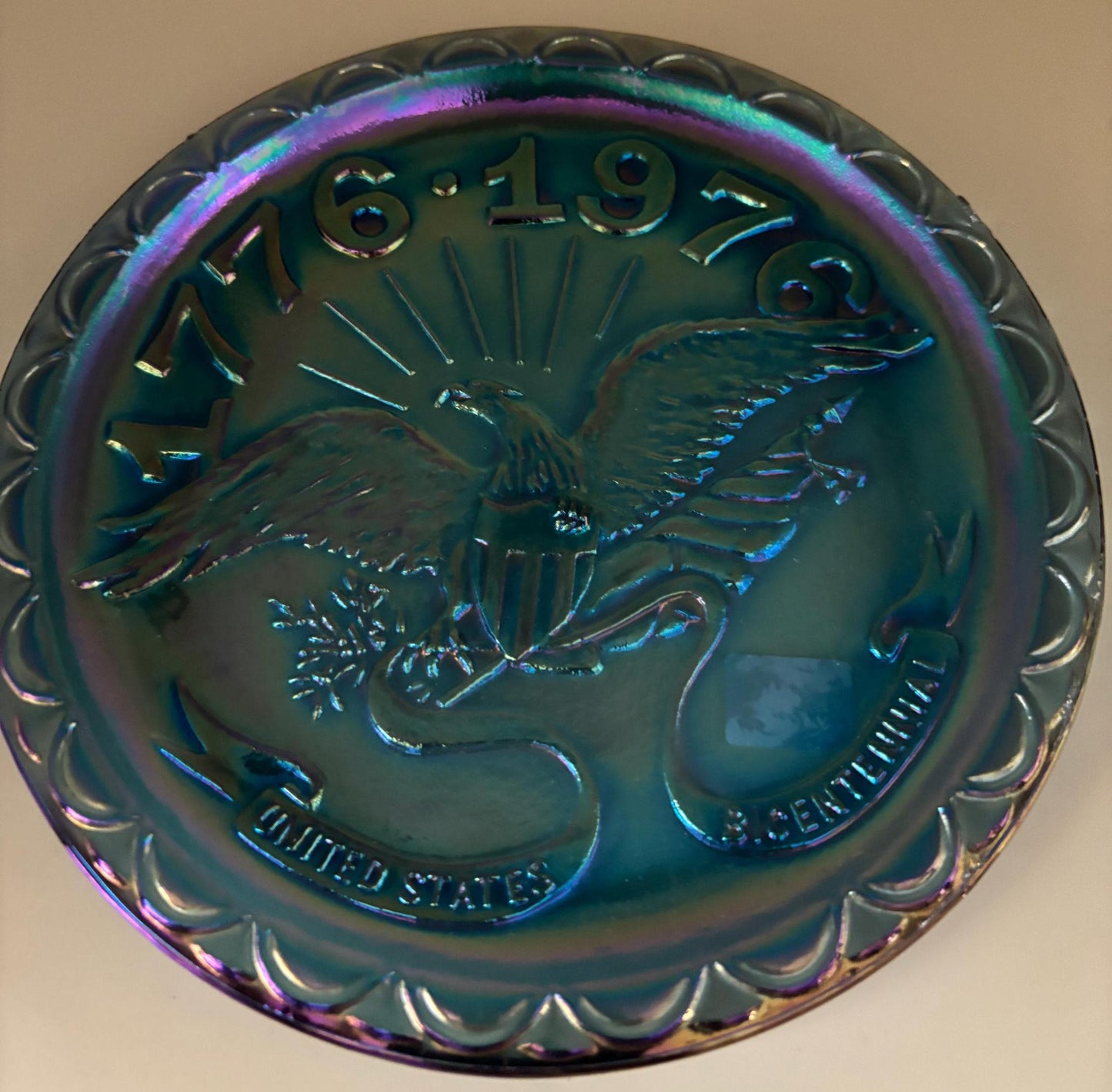 Vintage Fenton Carnival Glass Plate American Bicentennial Iridescent Collectible Platter Lover Antiques and Vintage