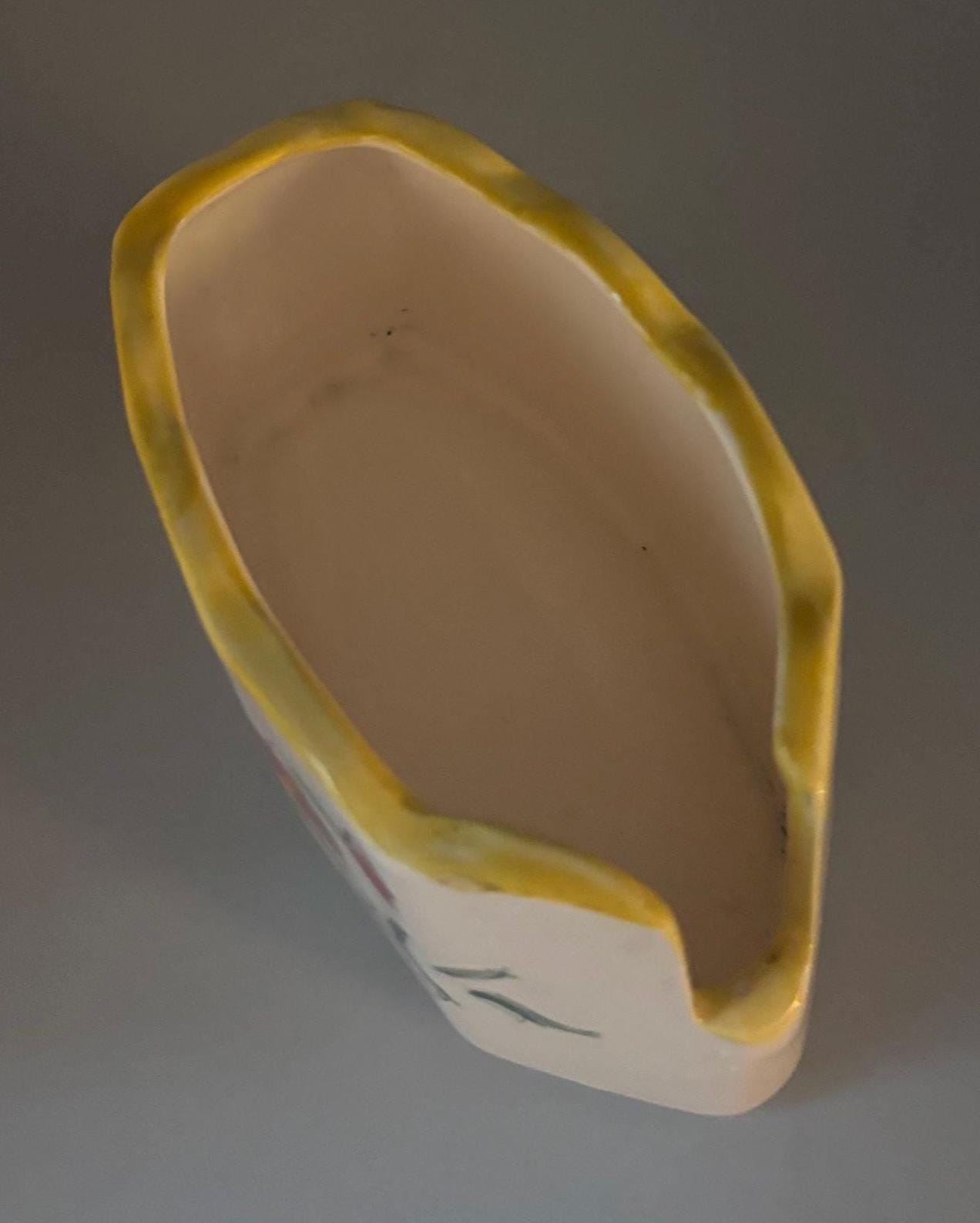 Vintage Ceramic Spoon Rest with Rose Design Spooner Spoon Caddy Hand Painted Lover Antiques and Vintage