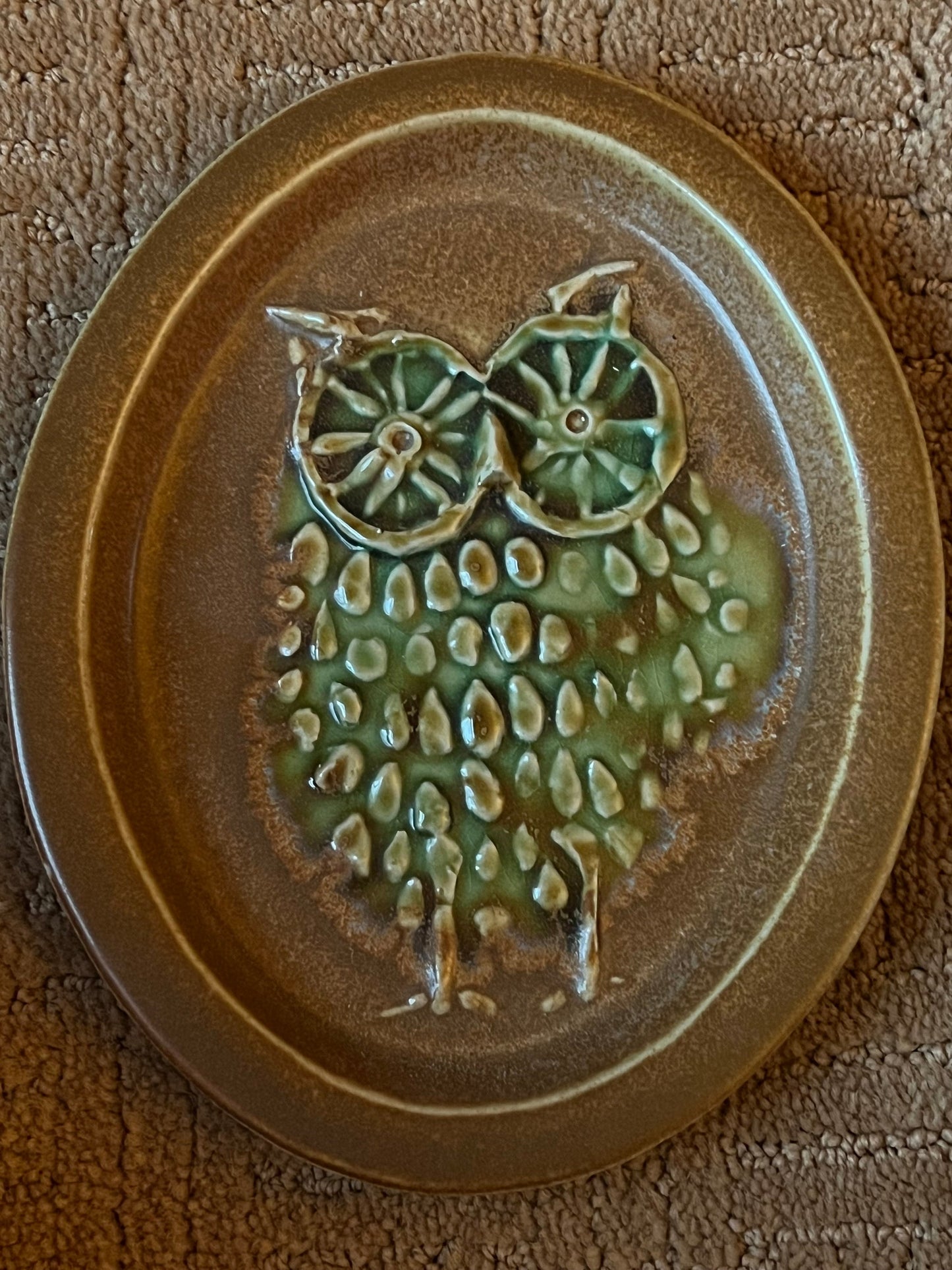 Vintage Owl Wall Hanging by Bennington Vermont Cooperative David Gil Design Plate Plaque Plaque Owl With Hook Lover Antiques and Vintage