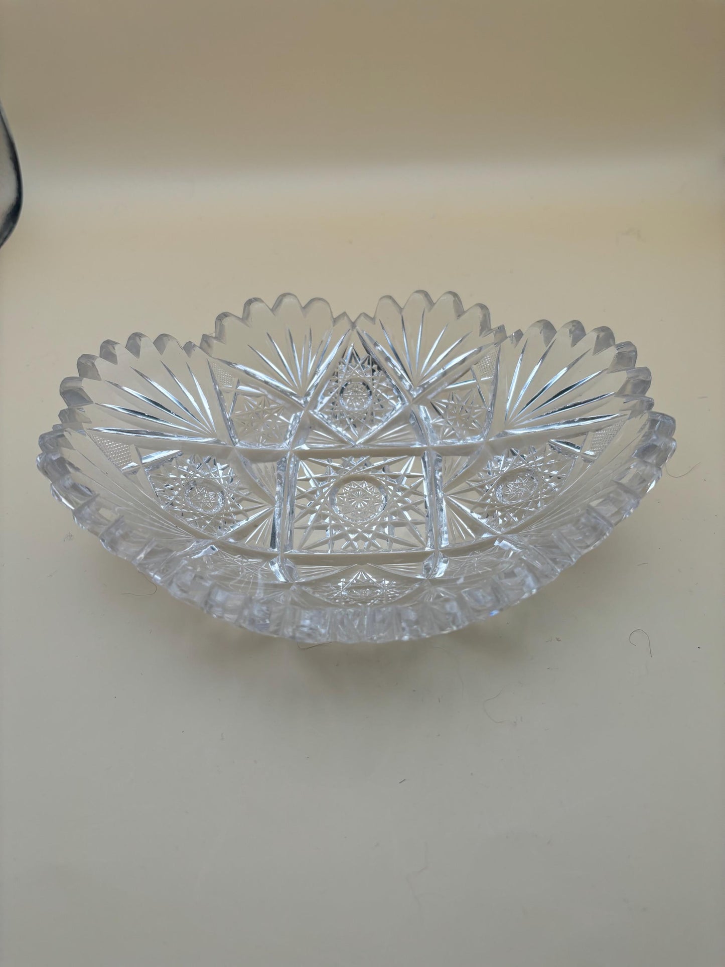 Antique American Brilliant Sawtooth Glass Candy Dish Crystal Glass Trinket Glass Nut Container Lover Antiques and Vintage
