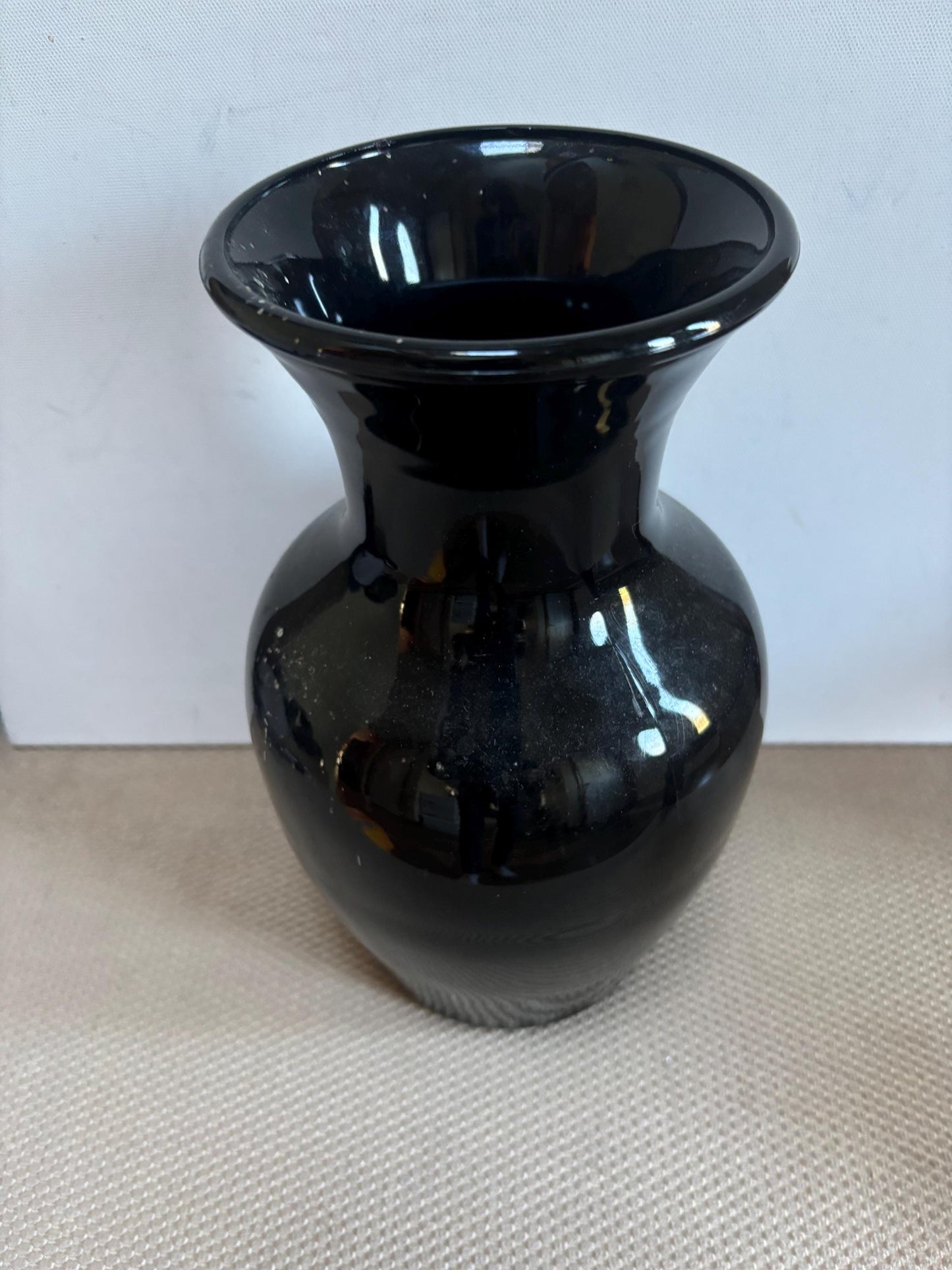 Vintage Black Lacquer Vase with Shiny Lacquer Glaze Glass Vase Lover Antiques and Vintage