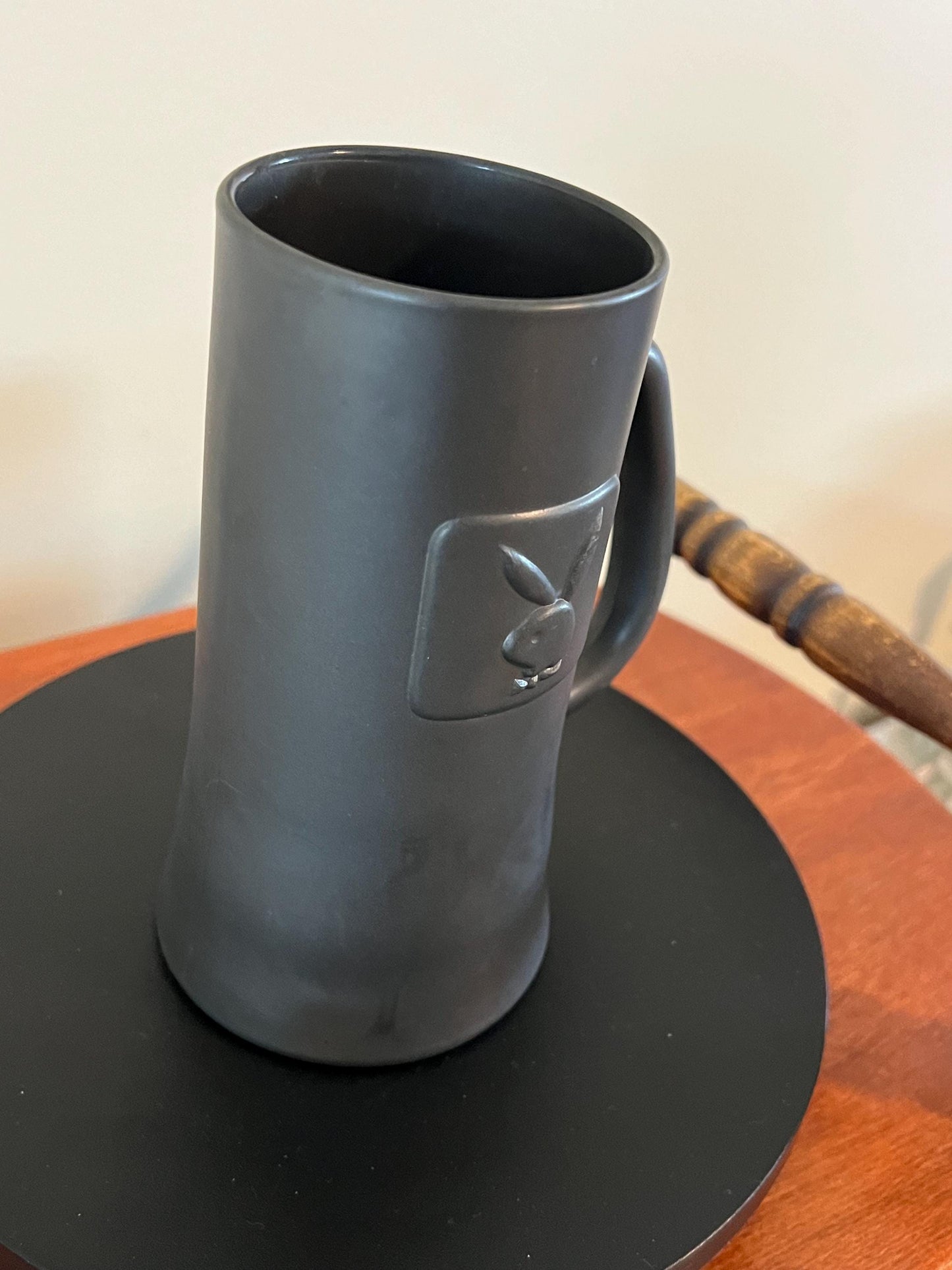 Vintage Playboy Stein Tall Clay Cup Beer Mug with Playboy Bunny Charcoal Matte Look Lover Antiques and Vintage
