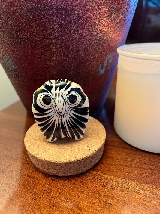 Vintage Tonala Mexican Pottery Owl Figurine, Signed
