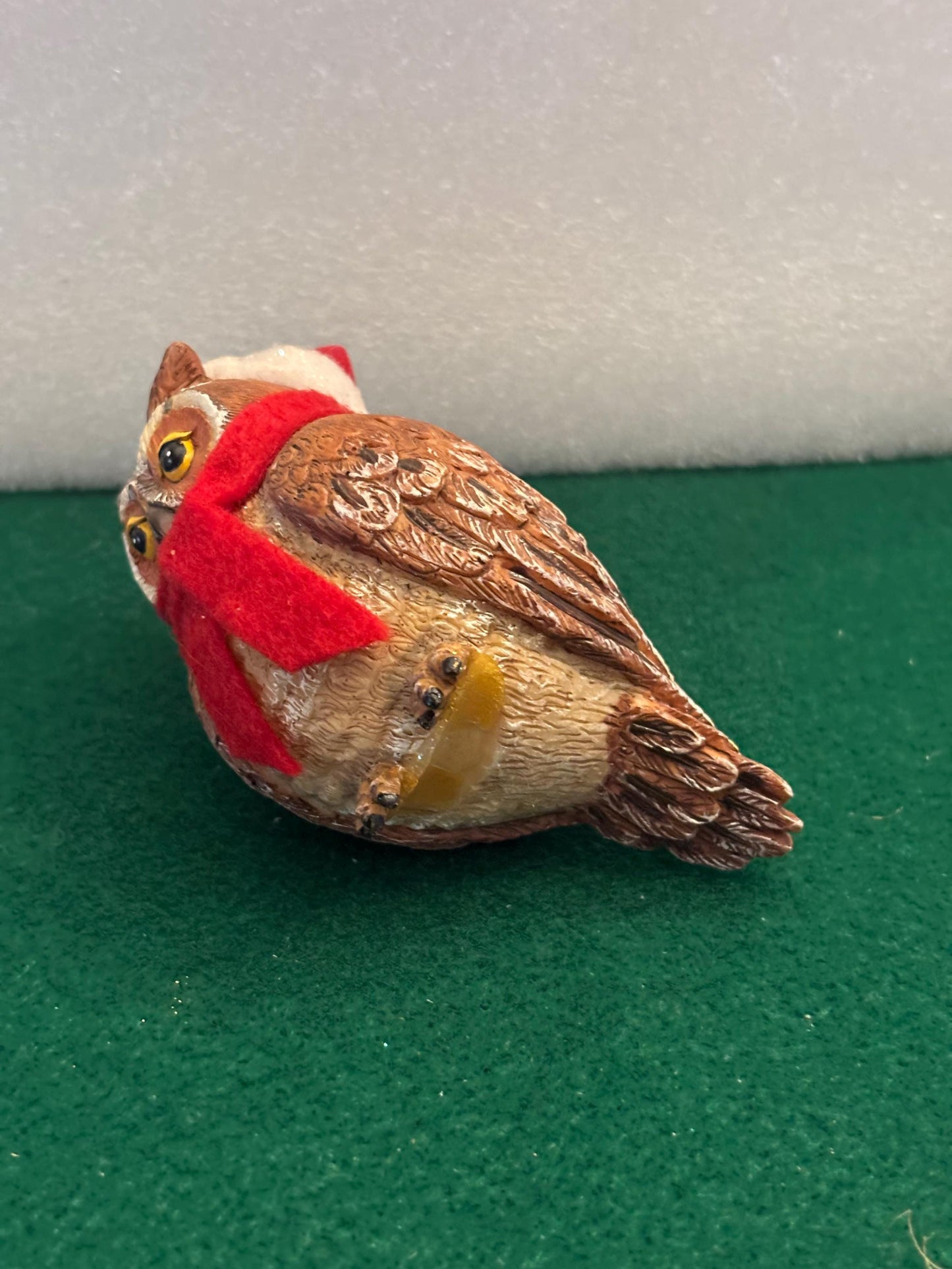 Vintage Owl Figurine with Red Scarf Gift For Her Lover Antiques and Vintage