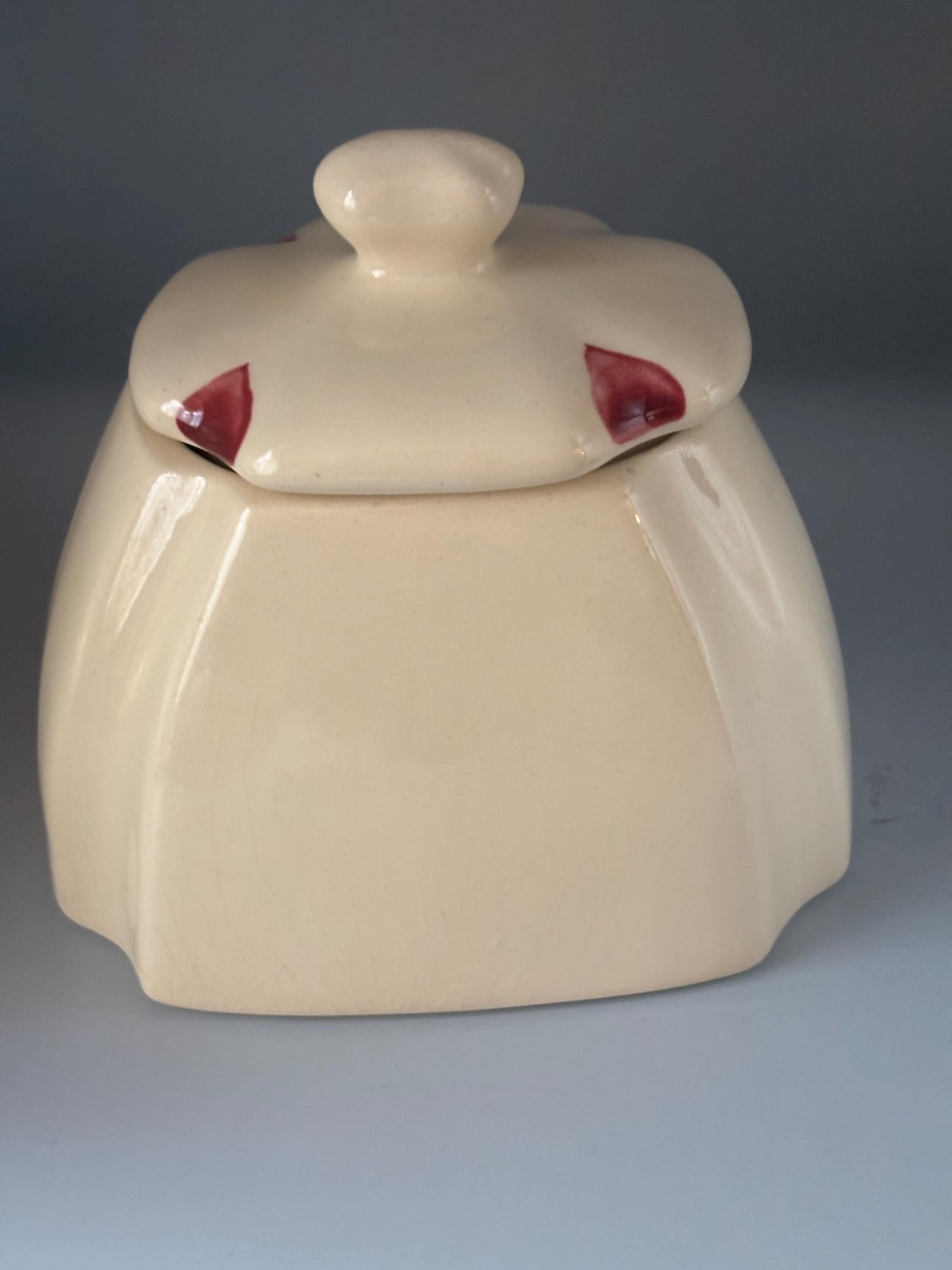 Purinton Pottery Canister Jar with Apple Pear Design, Drip Jar & Lid, Hand Painted Slipware Design