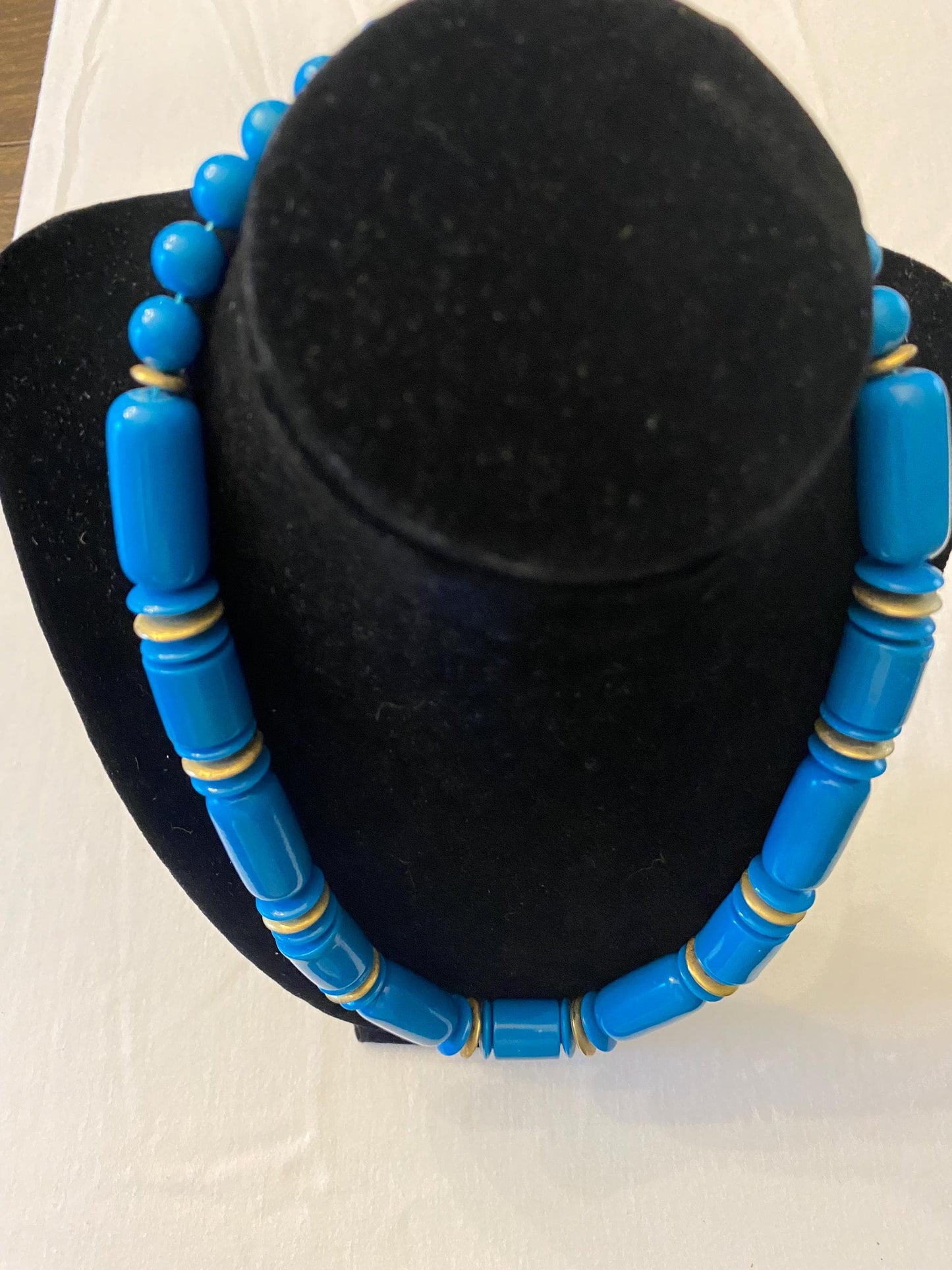 Vintage Electric Blue Necklace Geometric Style Jewelry Unique Gift Opportunity Lover Antiques and Vintage