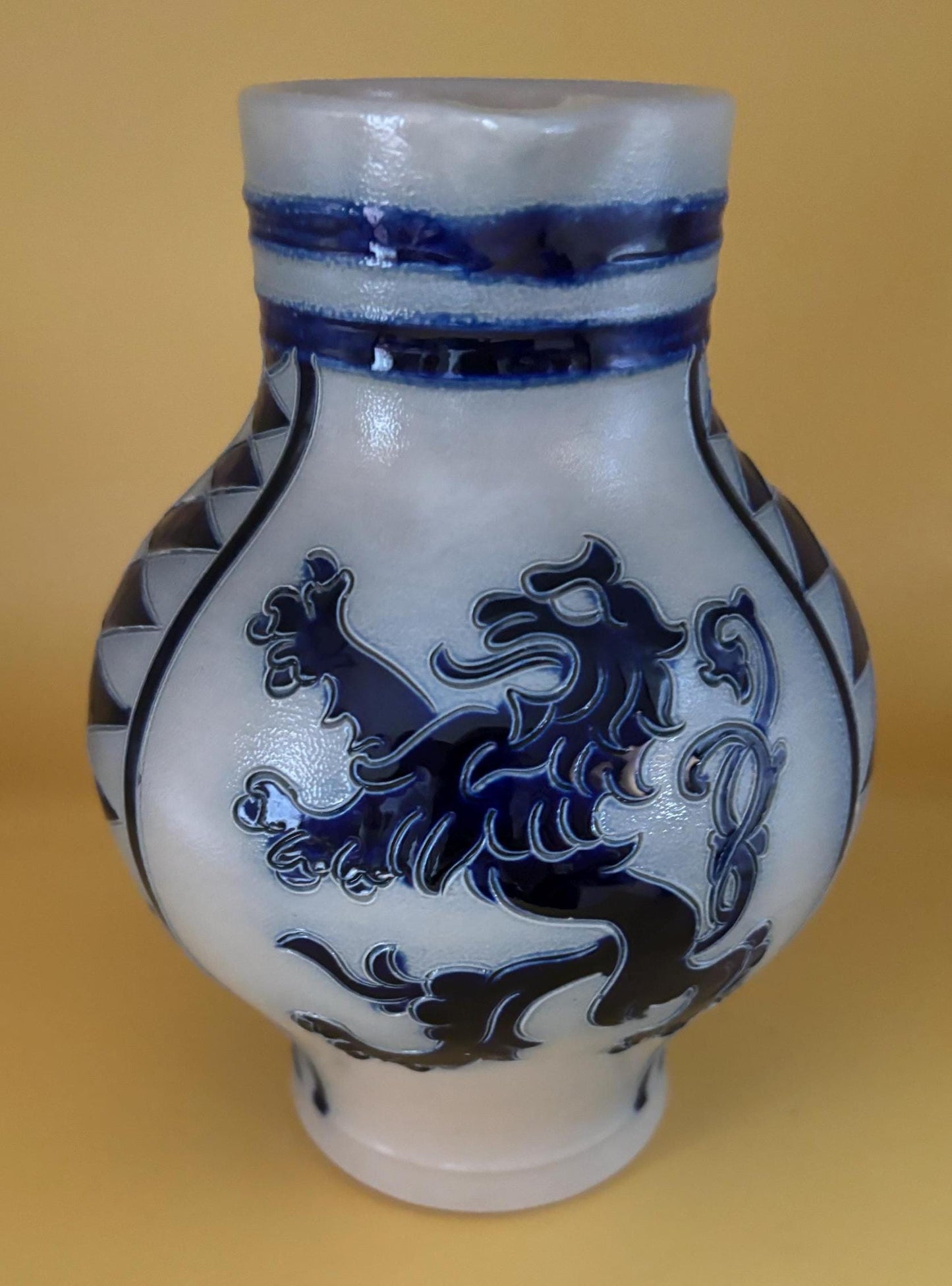Antique Merkelbach Salt Glazed Westerwald Ceramic Pitcher and 3 Cups Pottery with Cobalt Blue Made In Germany Lover Antiques Vintage