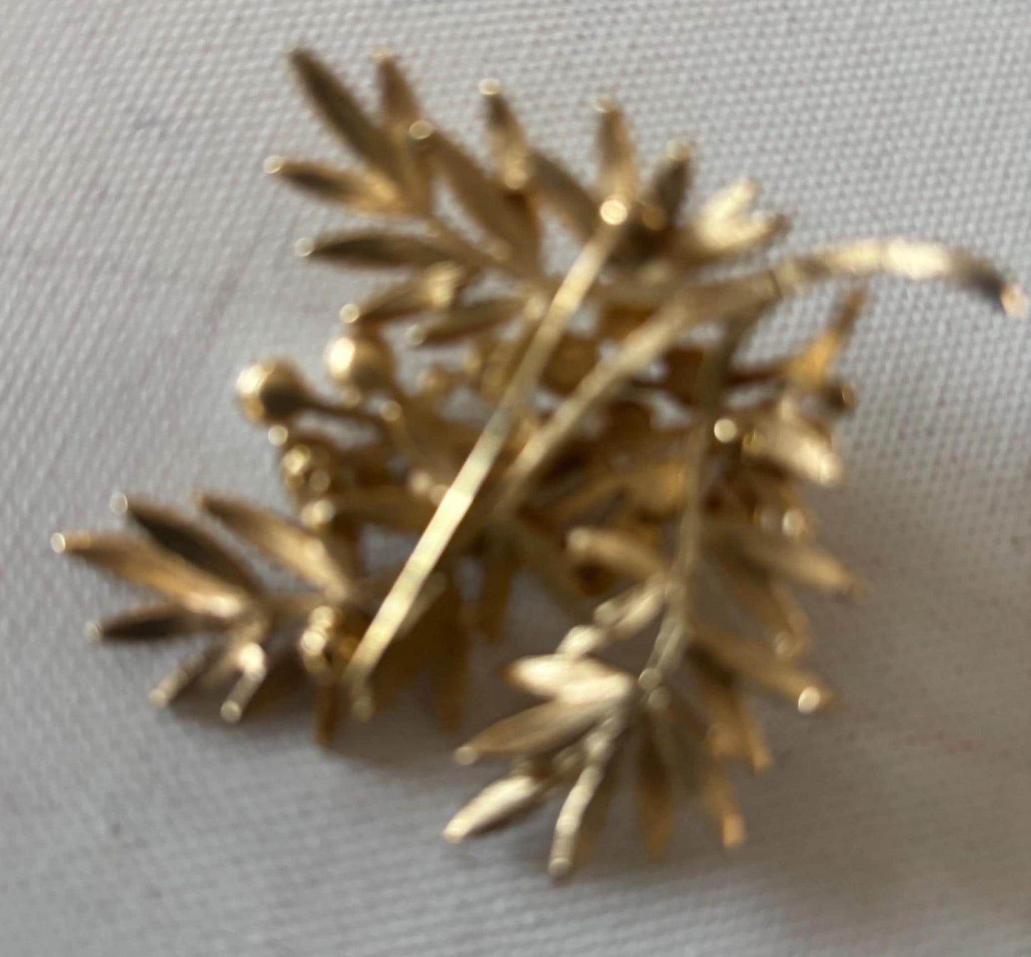 Vintage Crown Trifari Leaf Faux Pearl Brooch Gold Tone Pin Coat Pin Lover Antiques and Vintage