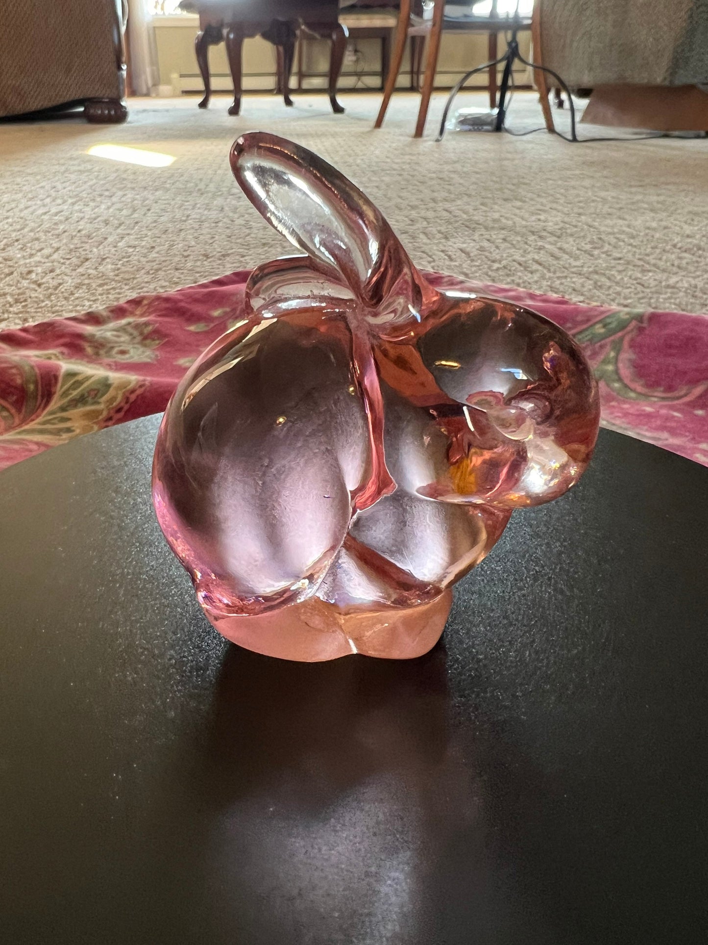 Vintage Fenton Glass Pink  Rabbit Cranberry Bunny Glass Art Lover Antiques and Vintage