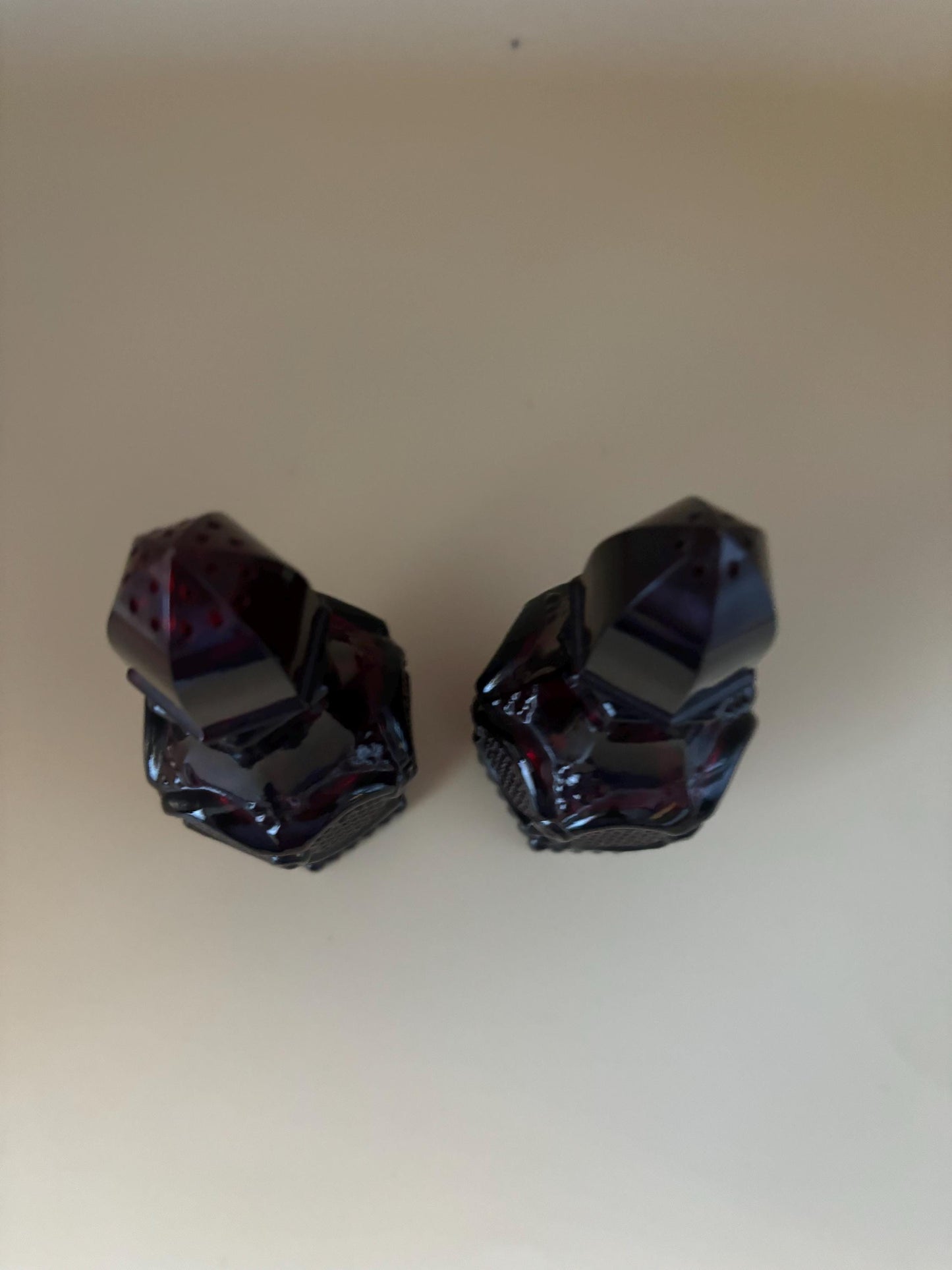 Vintage Avon Cape Cod Ruby Red Glass Salt & Pepper Shakers