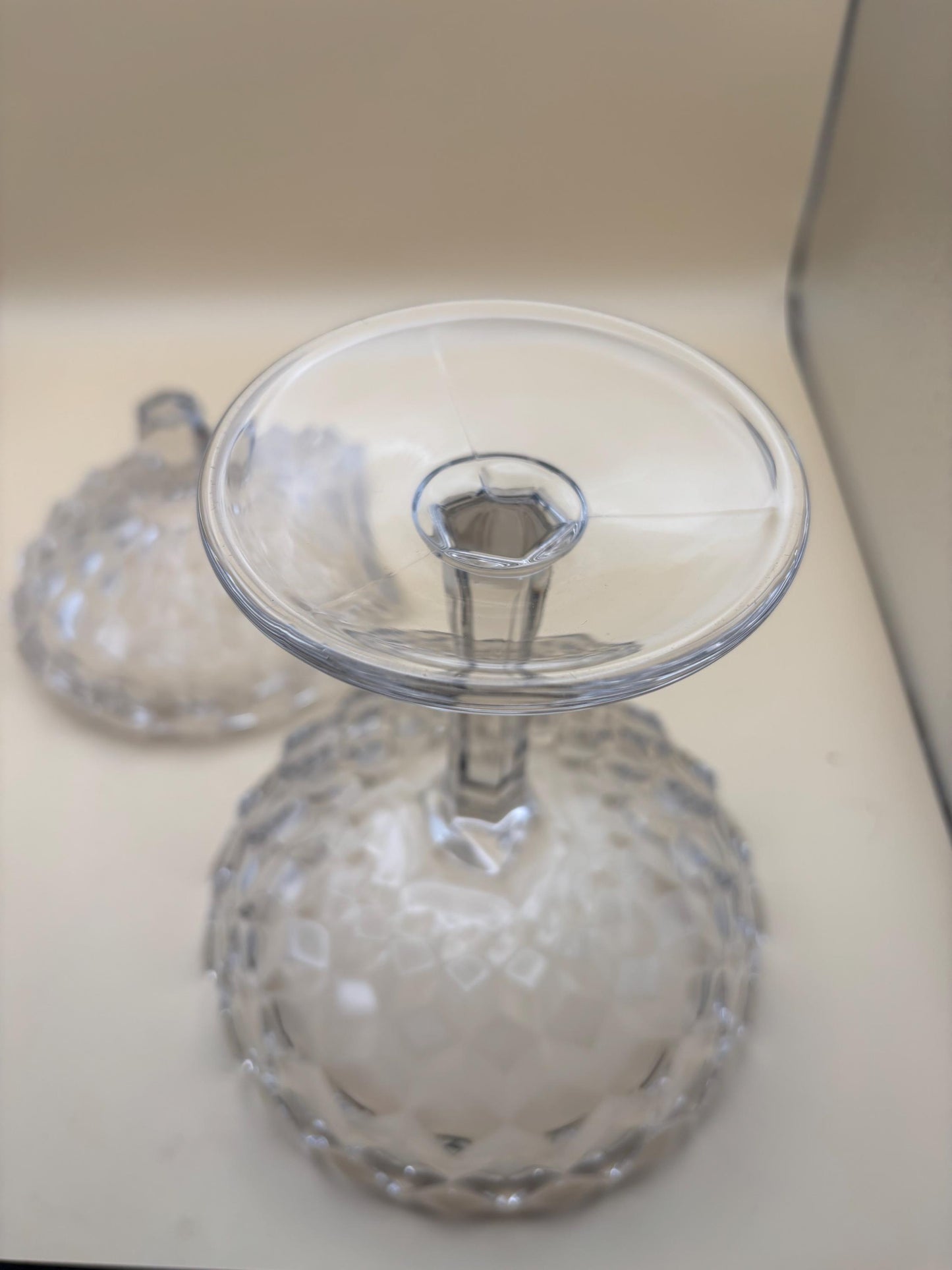 Vintage Fostoria American Cubist Glass Pedestal Candy Dish or Compote with Lid Lover Antiques and Vintage