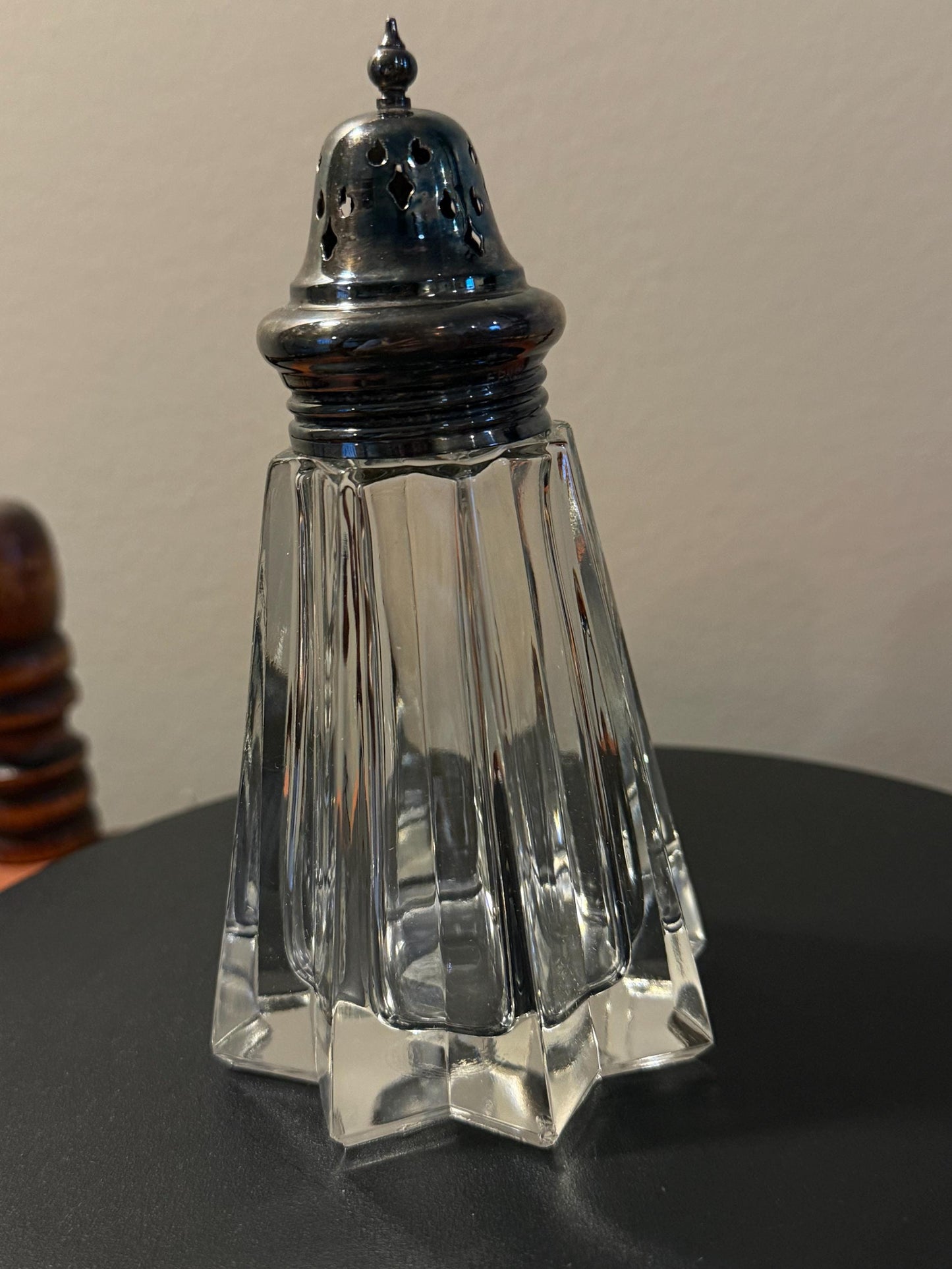 Antique Sandwich Glass Sugar Shaker: Starburst Bottom Muffineer, 1850s