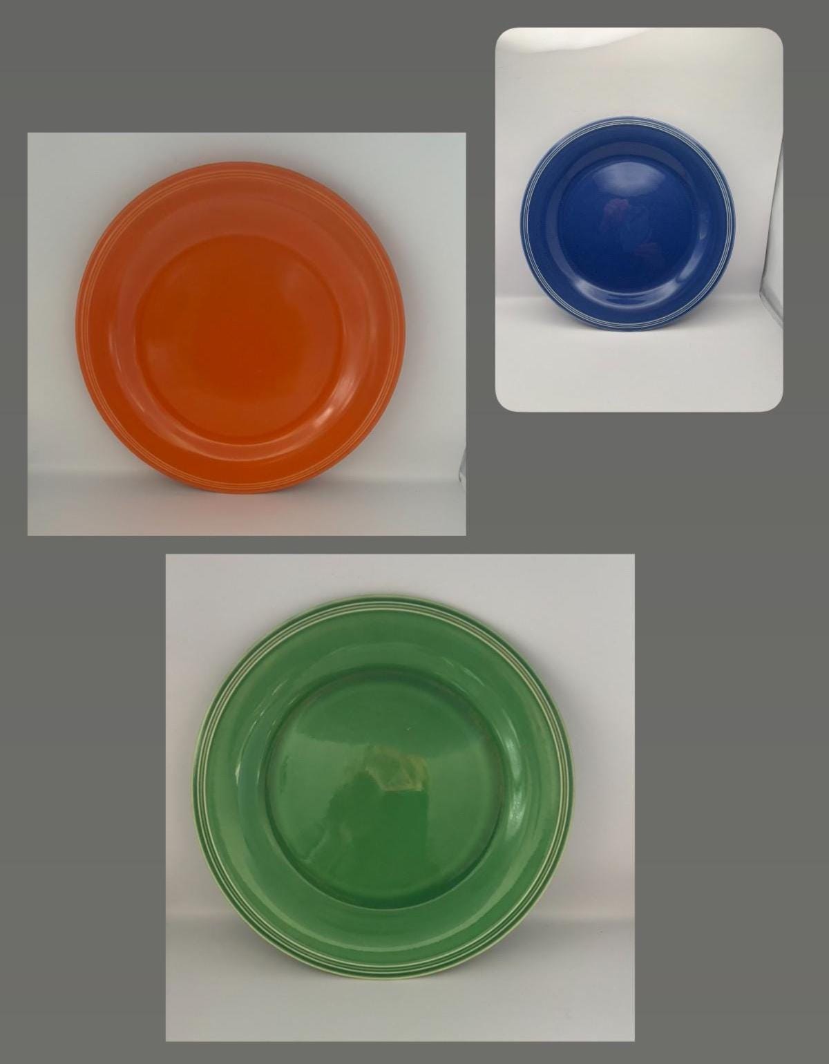 Edwin M. Knowles Dinner Plate, CHOOSE Green, Blue or Orange, Lover Antiques Vintage