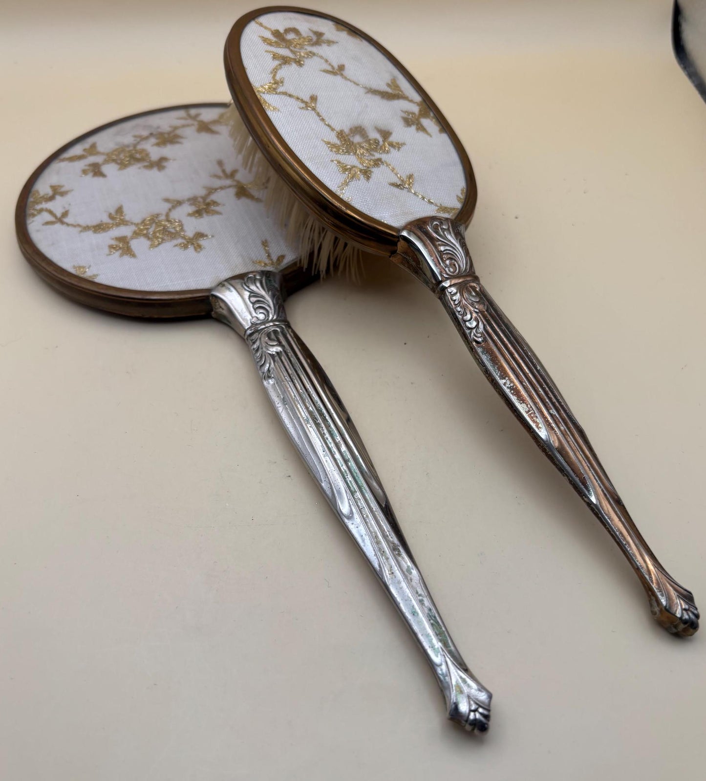 Vintage Hand Mirror and 2 Brush Set Lover Antiques and Vintage