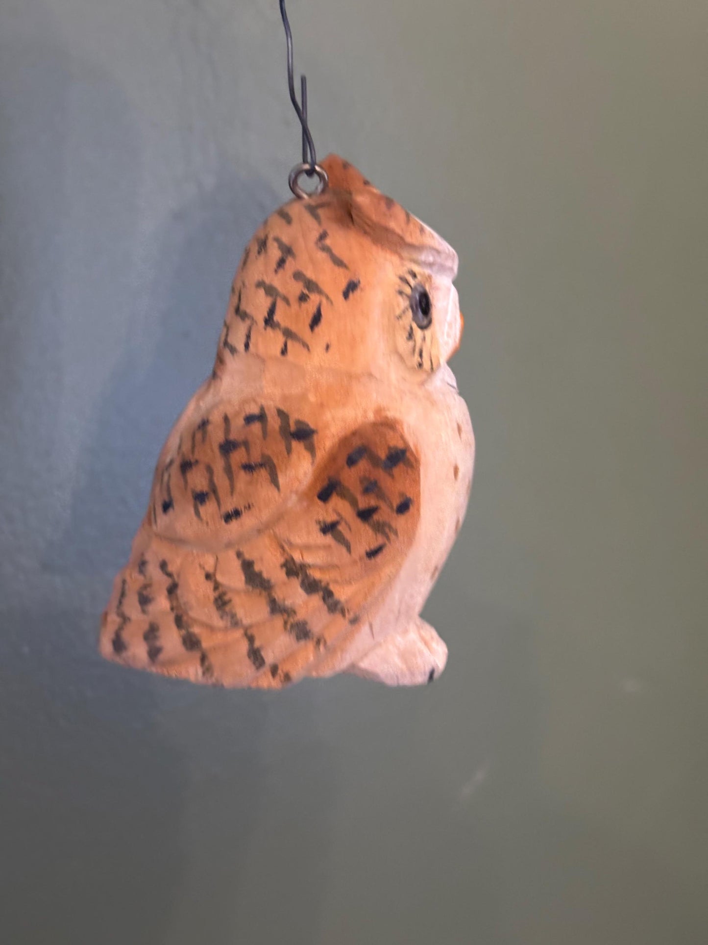 Vintage Hand Carved and Hand Painted Owl Figurine Ornament Lover Antiques and Vintage
