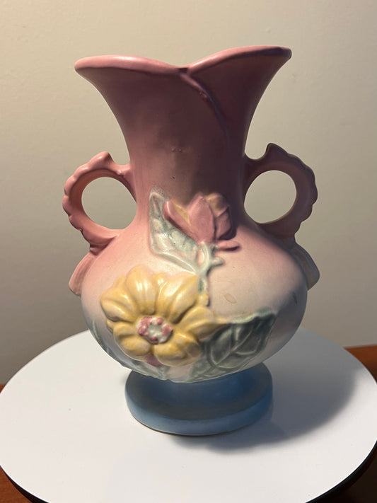 Vintage Hull Pottery Vase: Magnolia Bud Pattern, Double Handle