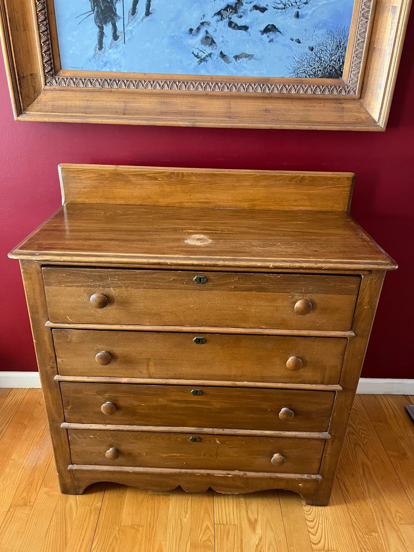 Antique 4 drawer Dresser Blanket Chest with Drawers Poplar Wood early 1900’s Primitive Furniture Lover Antiques and Vintage