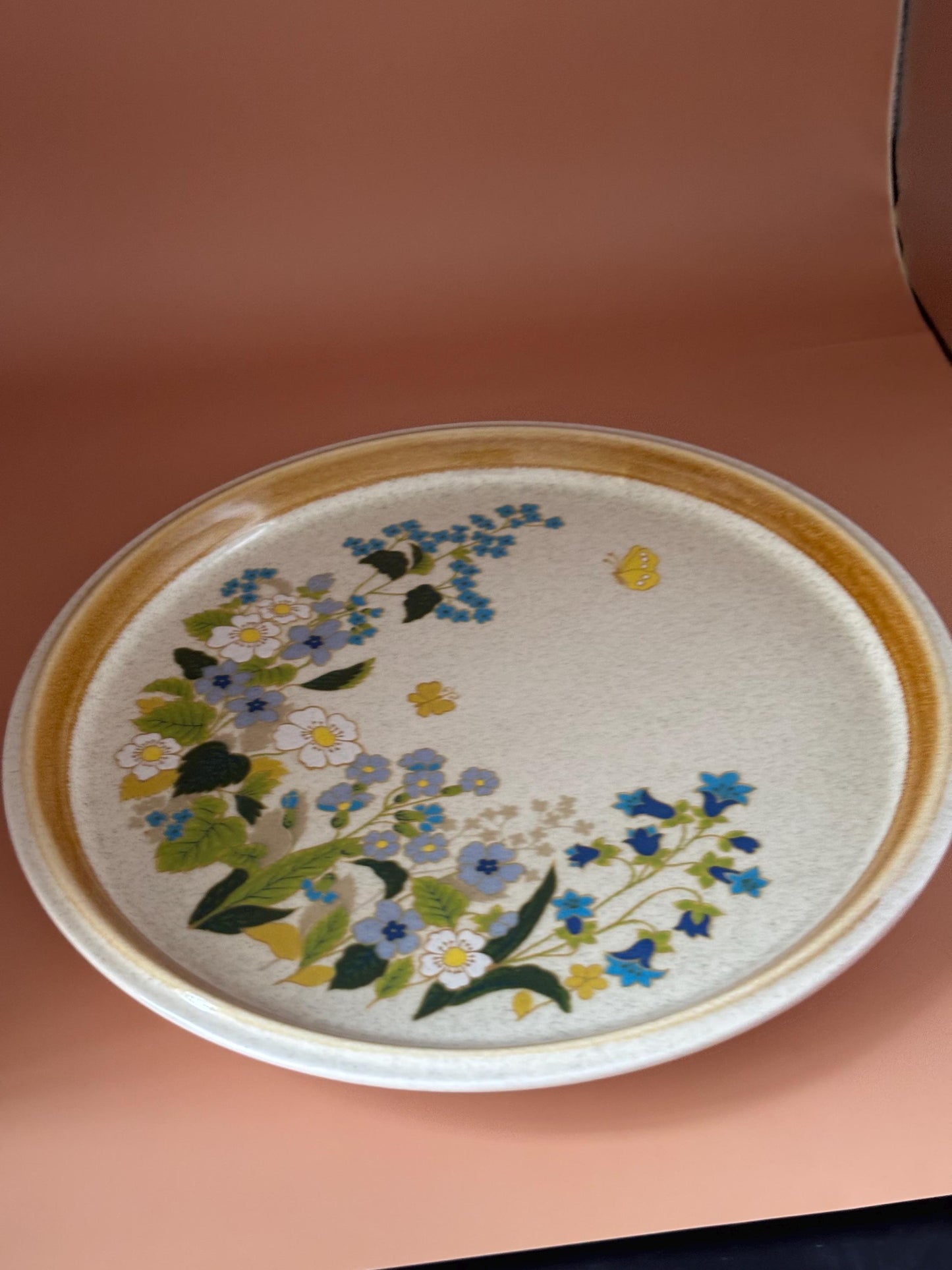 Vintage Mikasa Dinner Plate Stone Manor Stoneware F5827 Sweet Briar Blue & White Flowers Lover Antiques and Vintage