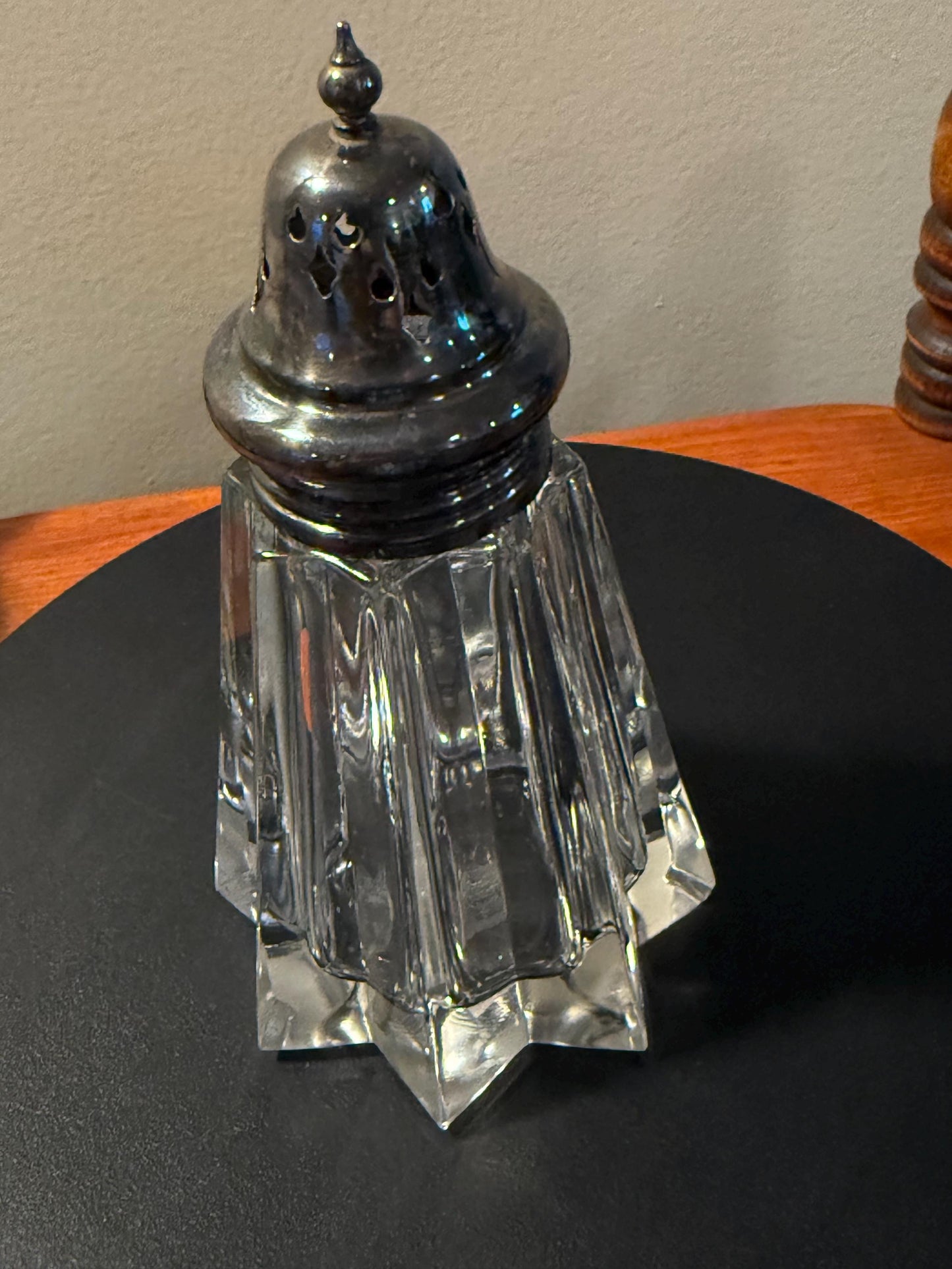 Antique Sandwich Glass Sugar Shaker: Starburst Bottom Muffineer, 1850s