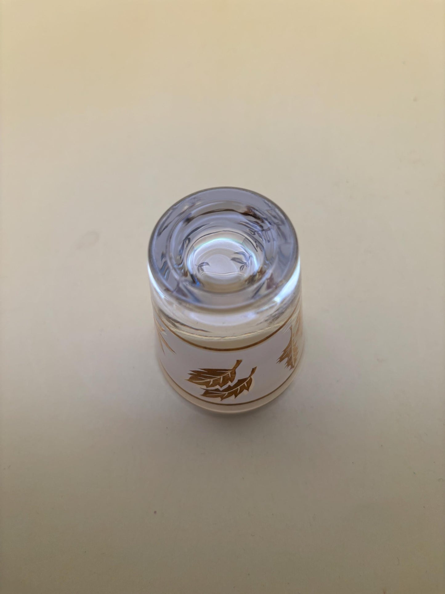 Vintage Gold Leaf Crystal Shot Glass - Mid Century Modern Barware