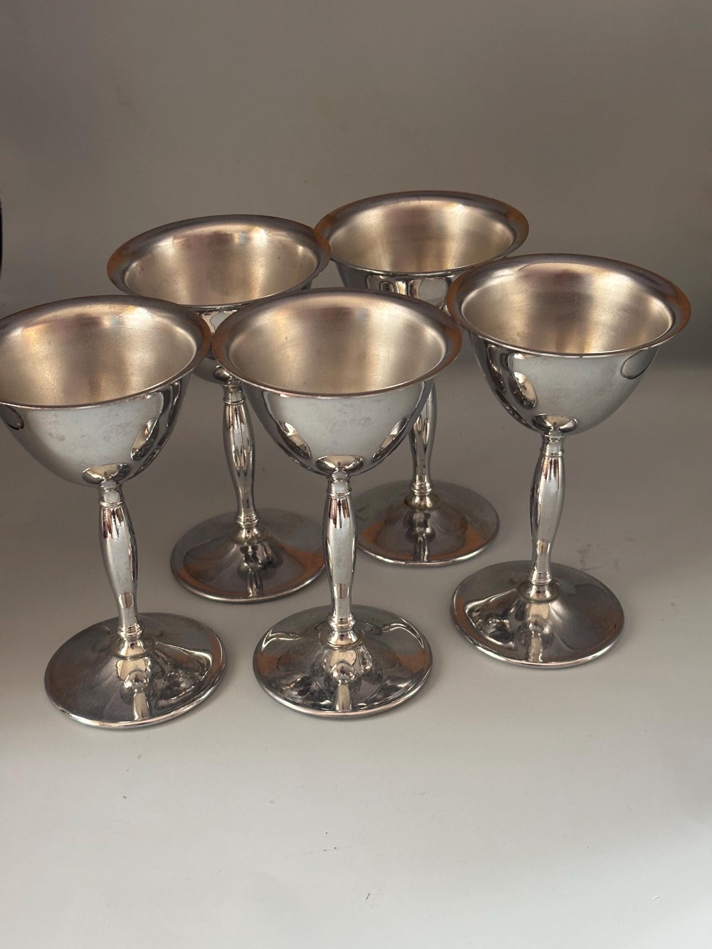 Stainless Chrome Stem Cordial Glass | Antique Silver Cup for Gift or Collecting