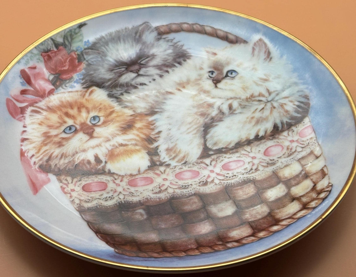 Franklin Mint Three Little Kittens Plate, Cat Collection #B1081, Lover Antiques and Vintage