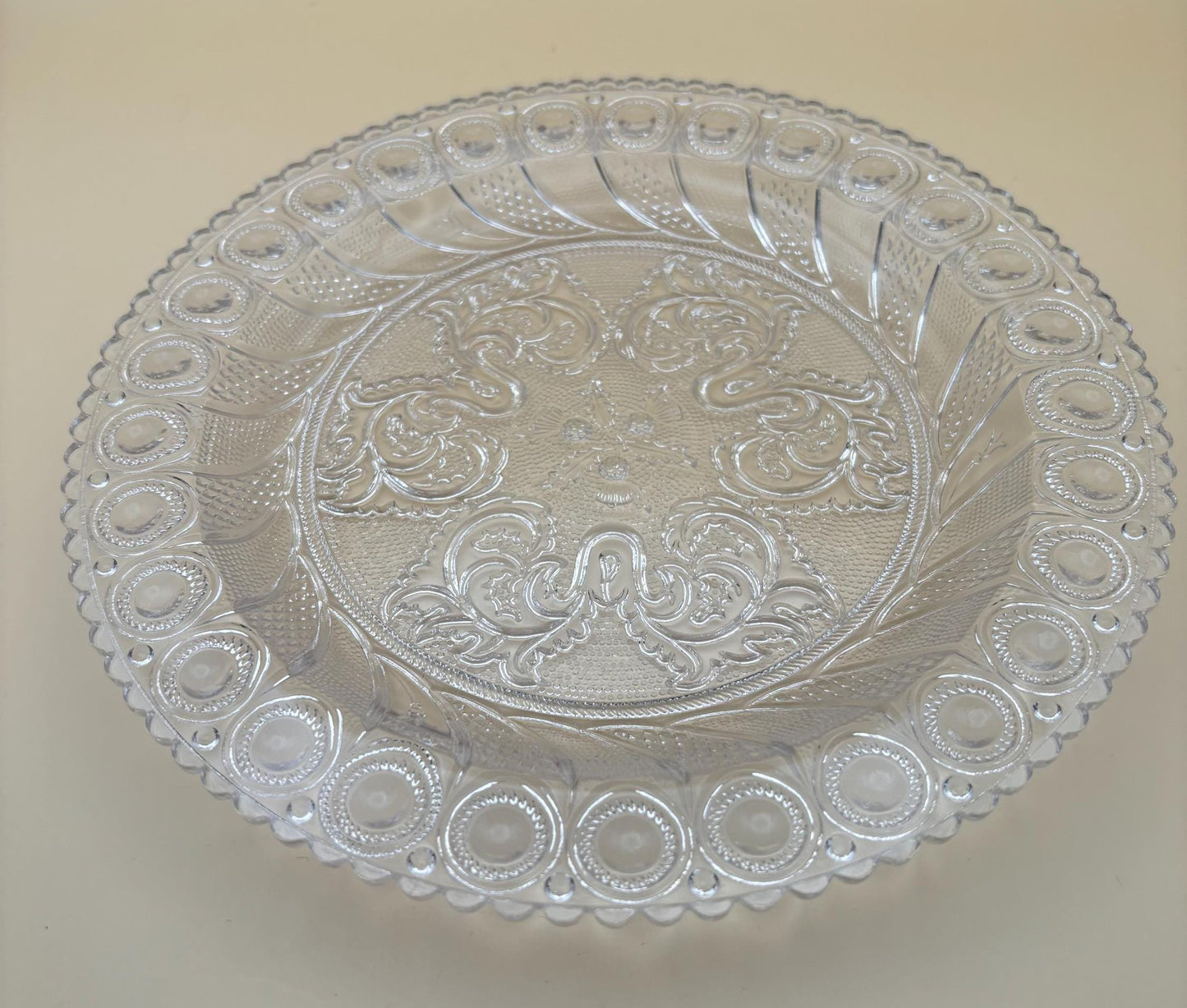 Crystal Glass Serving Platter Glass Serving Tray Scrolled Glass Lover Antiques and Vintage