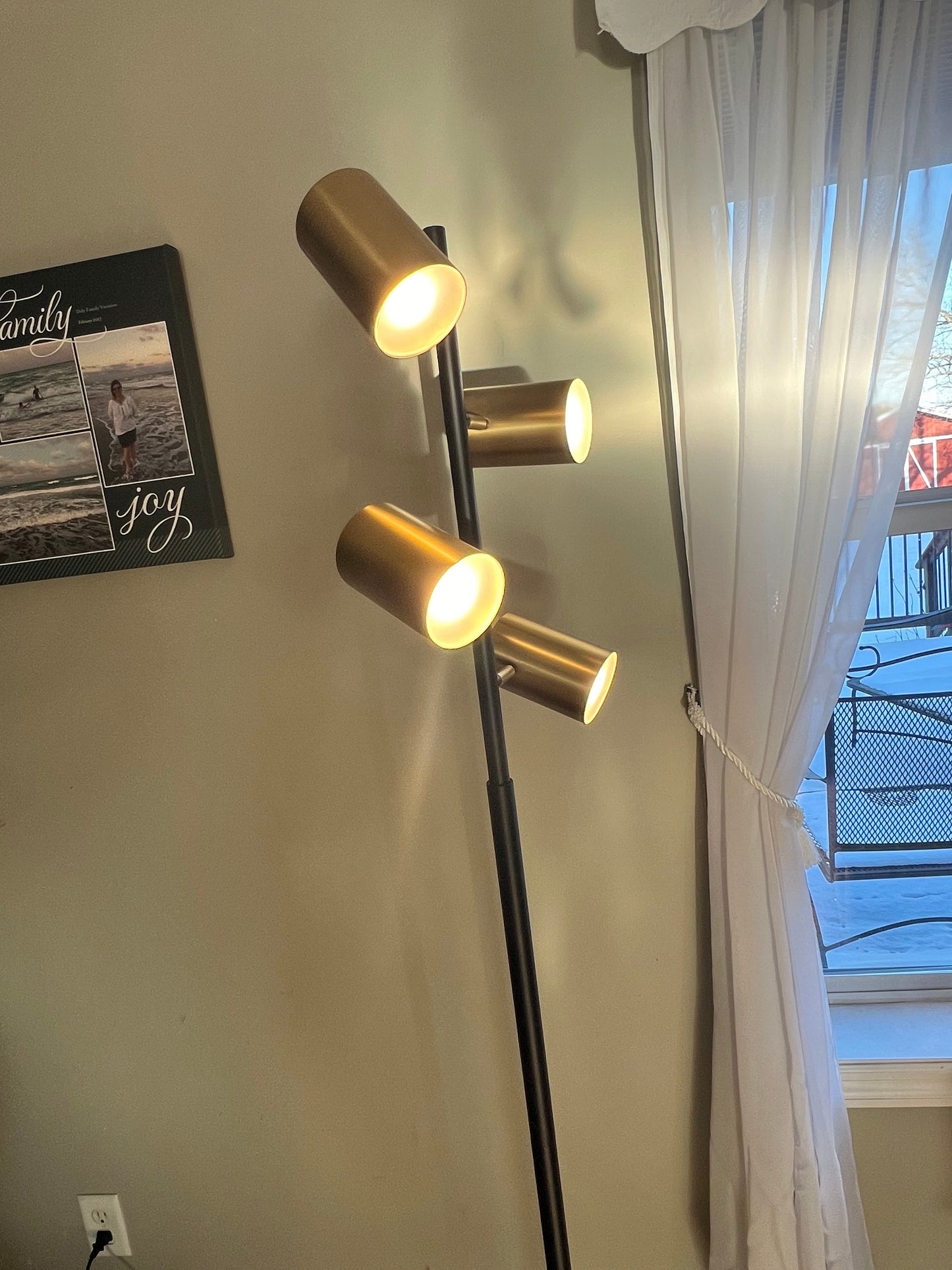 Mid Century Modern Floor Lamp: Adjustable 4-Light Can Lamp