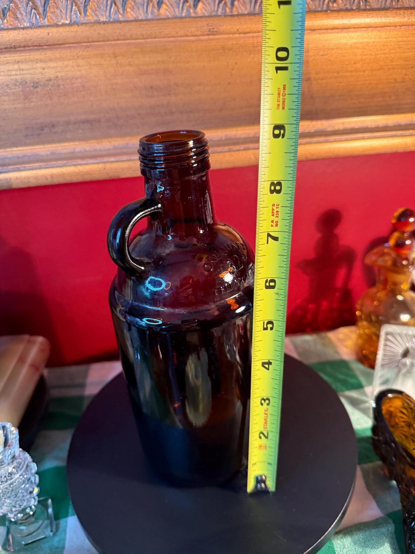 Vintage Amber Glass Growler Jug with Handle 32 oz Brown Beer Bottle Collectible