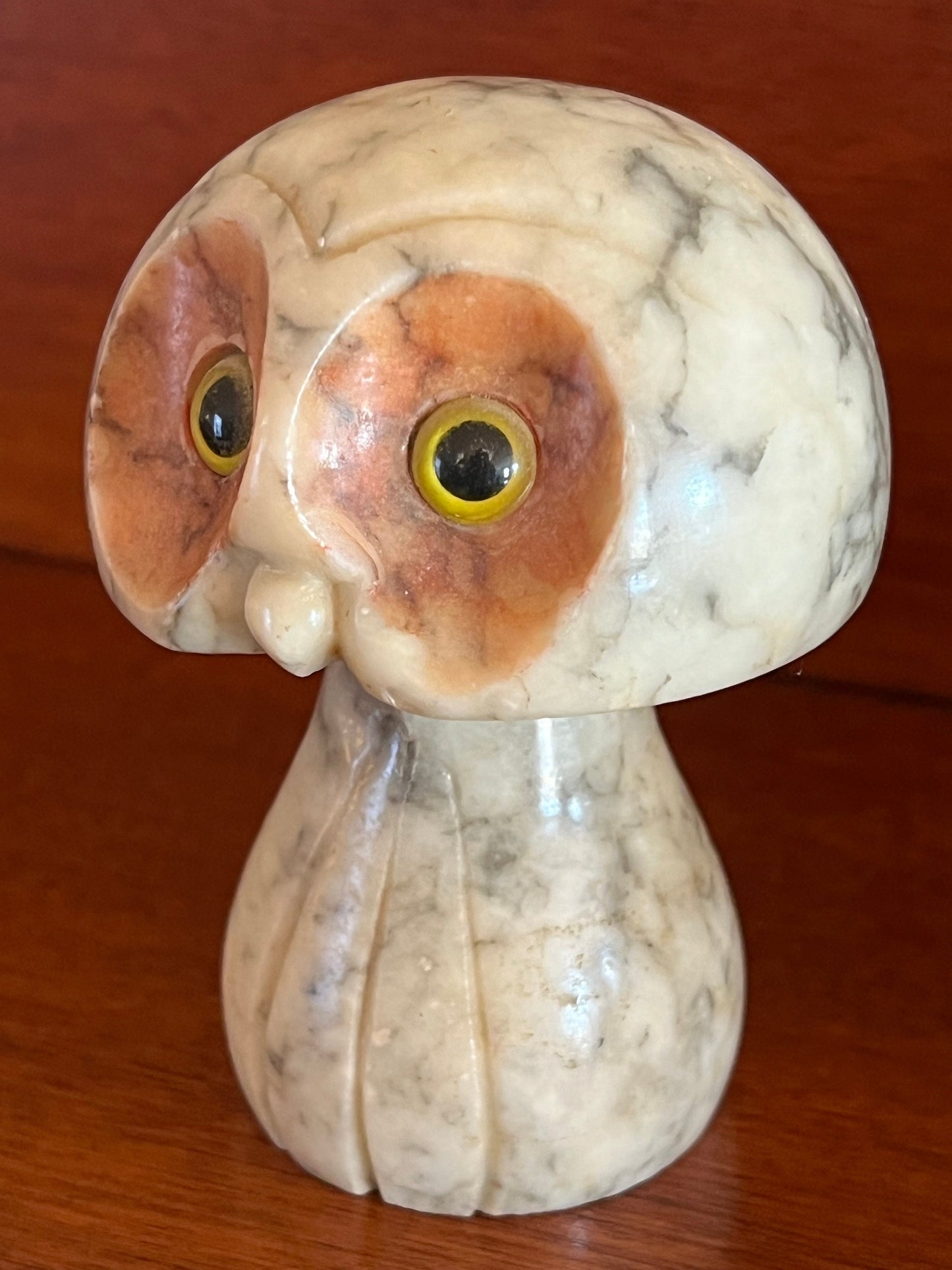 Vintage Alabaster Stone Owl Mushroom - Made in Italy