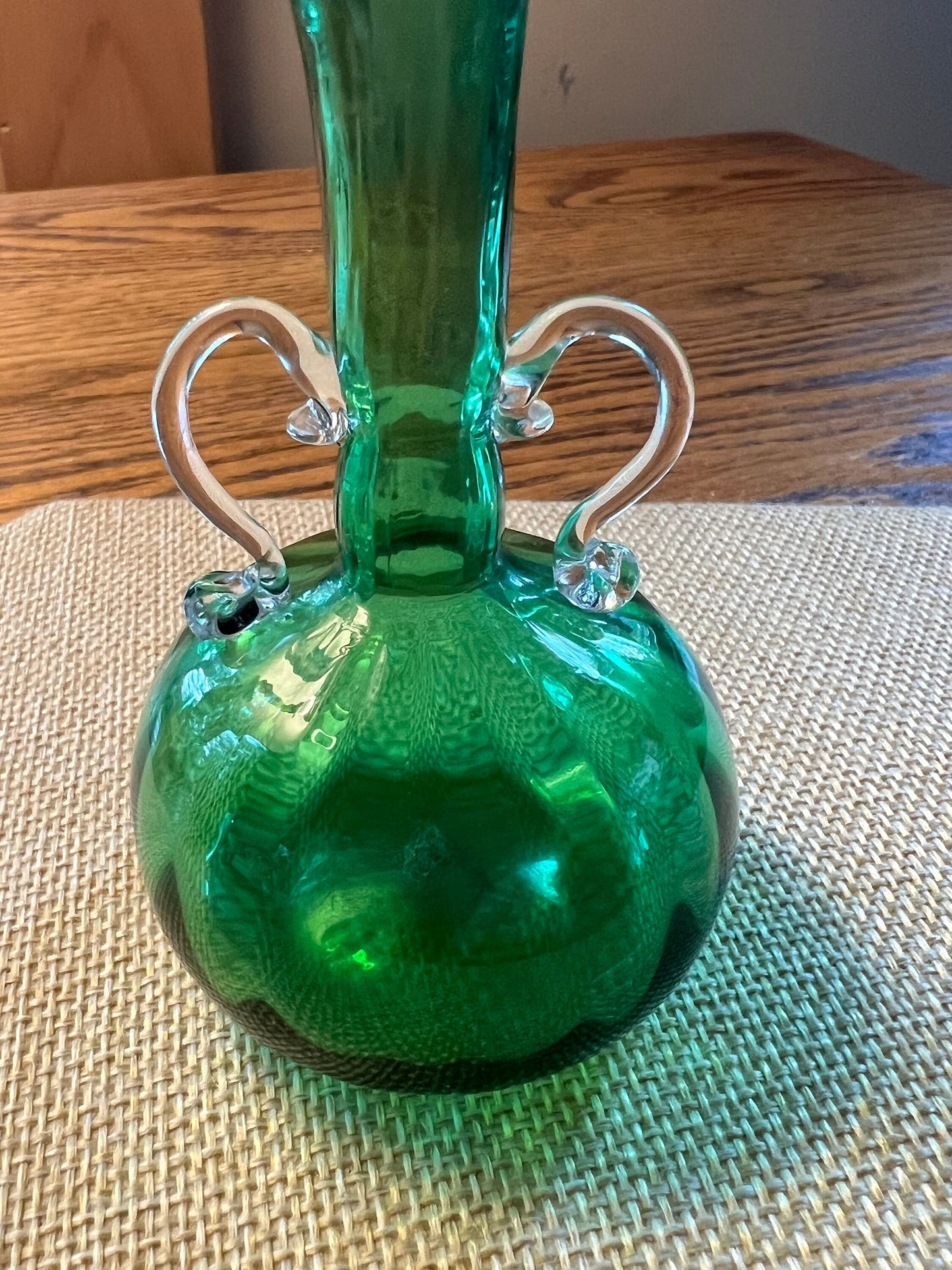 Vintage Emerald Green Mini Pitcher Vase with Elegant Arms Lover Antiques and Vintage