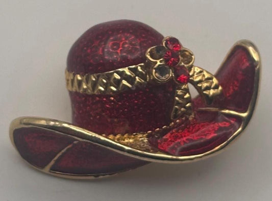 Vintage Red Hat Enamel Pin Brooch Lover Antique and Vintage