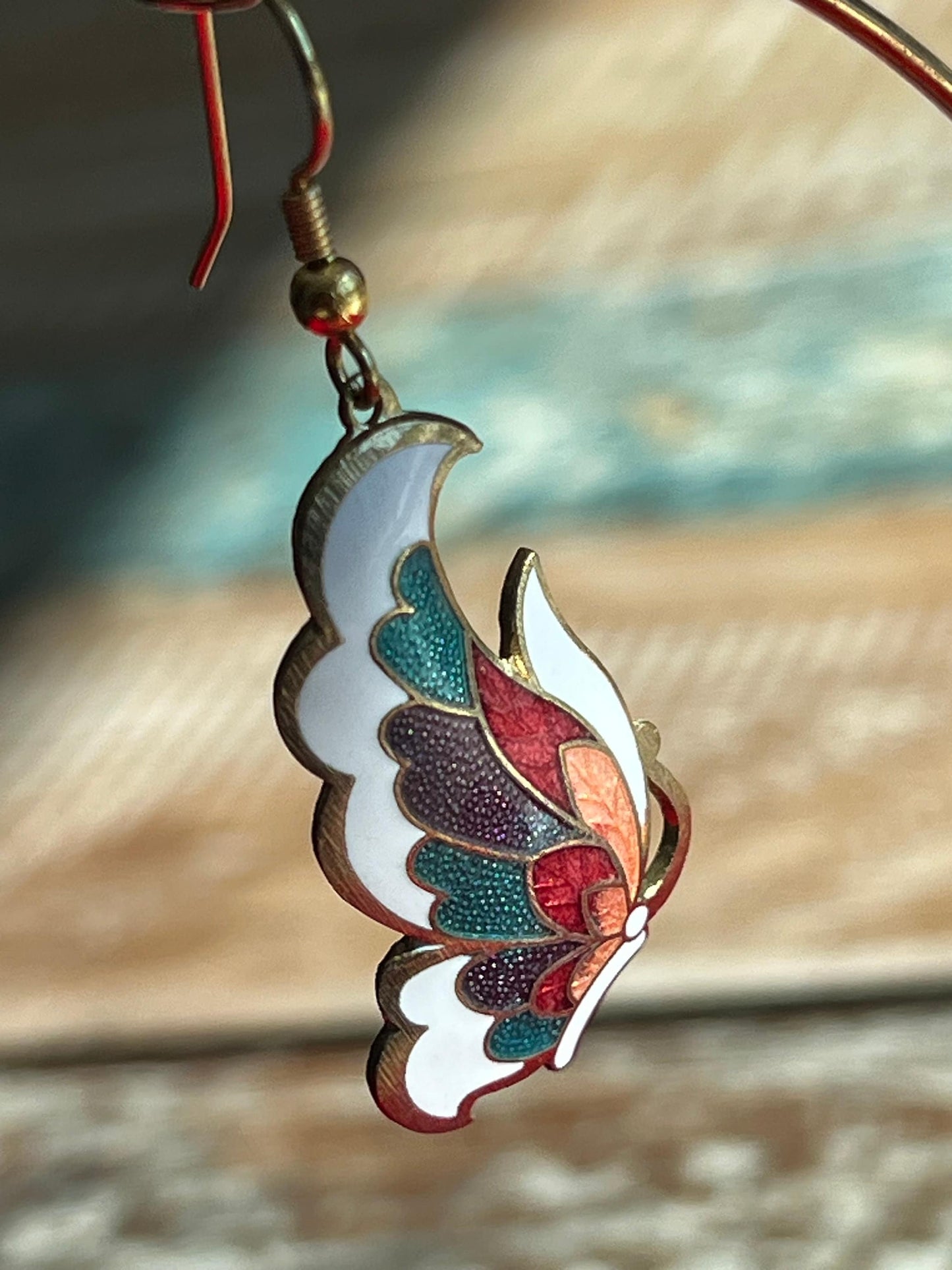 Vintage Enameled Butterfly Earrings: Gold Twist Jewelry