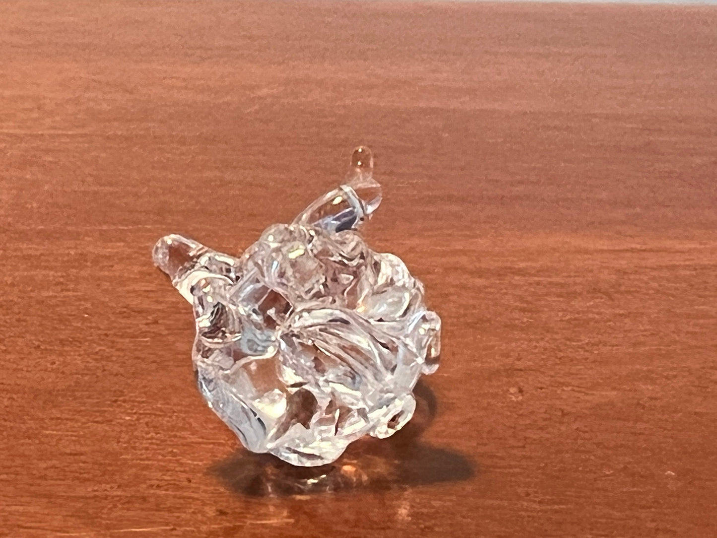 Vintage Art Glass Bird Figurine: Tiny Clear Glass Collectible (3/4")