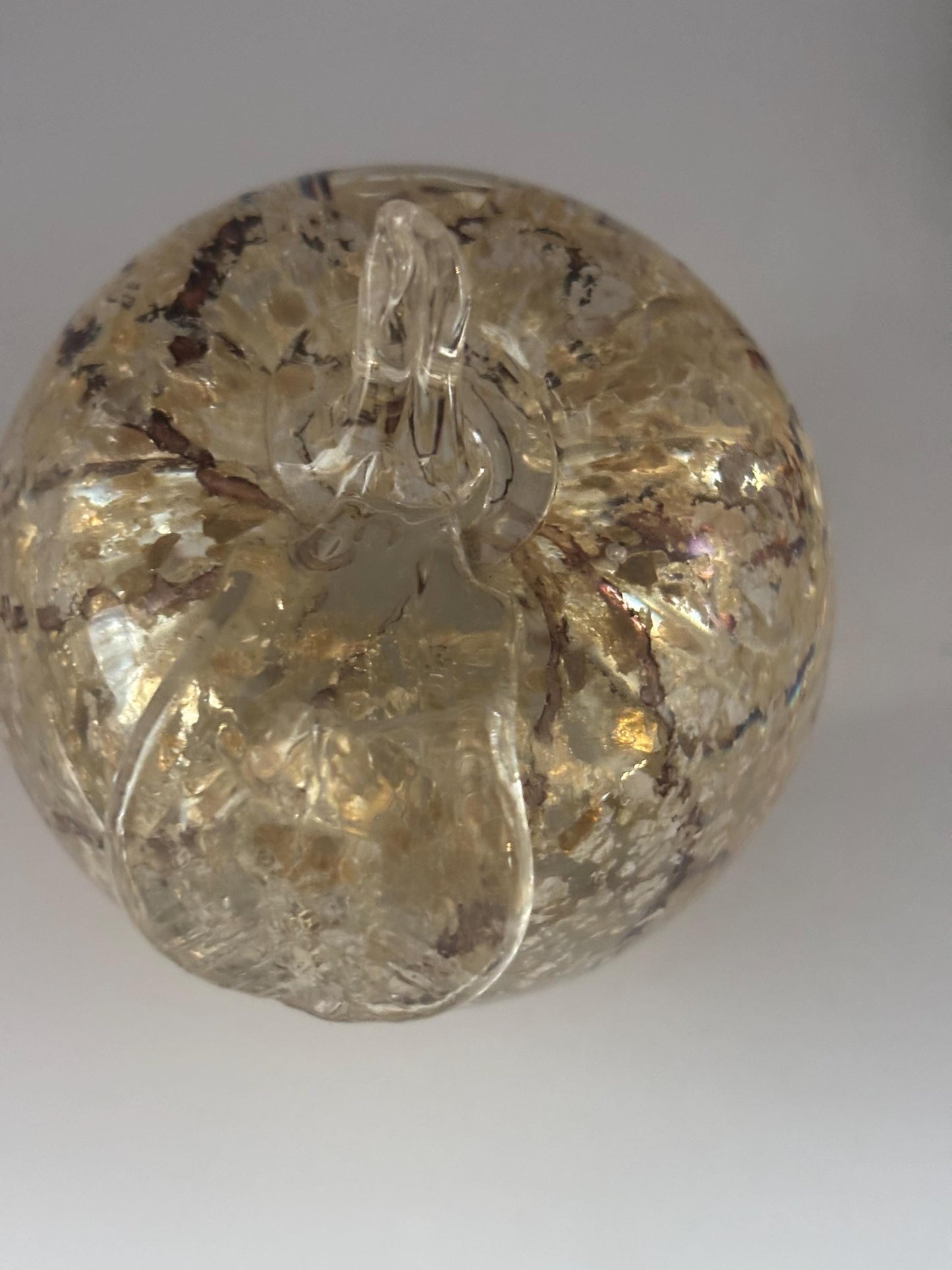 Mid Century Murano Apple Glass Paperweight Gold Flakes Vintage Italian Art Collectible