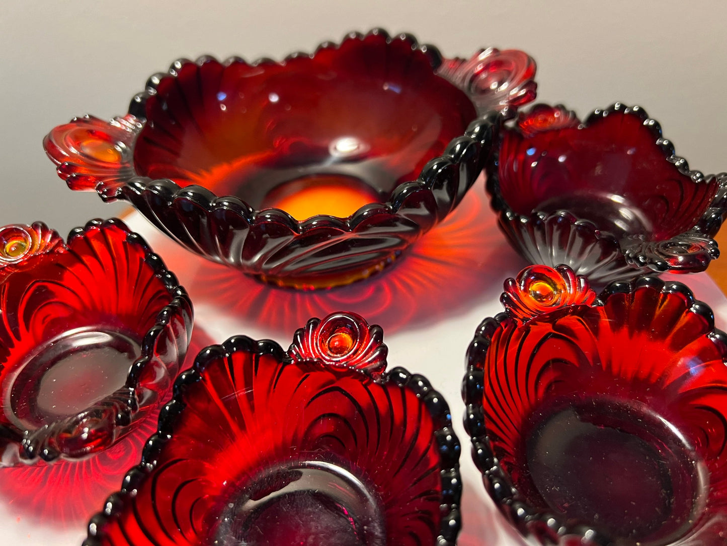Vintage Red Amberina Glass Art Bowls Summit Art Small Glass Collection Lover Antiques & Vintage