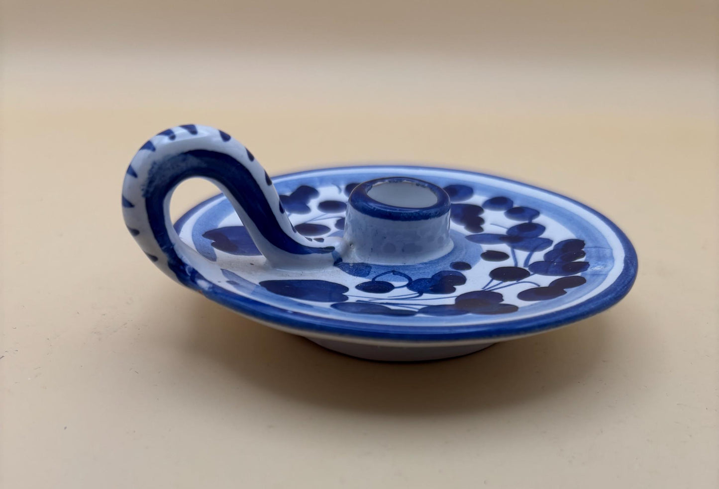 Vintage Candleholder Signed Santucci Deruta Blue & White Made in Italy Lover Antiques and Vintage