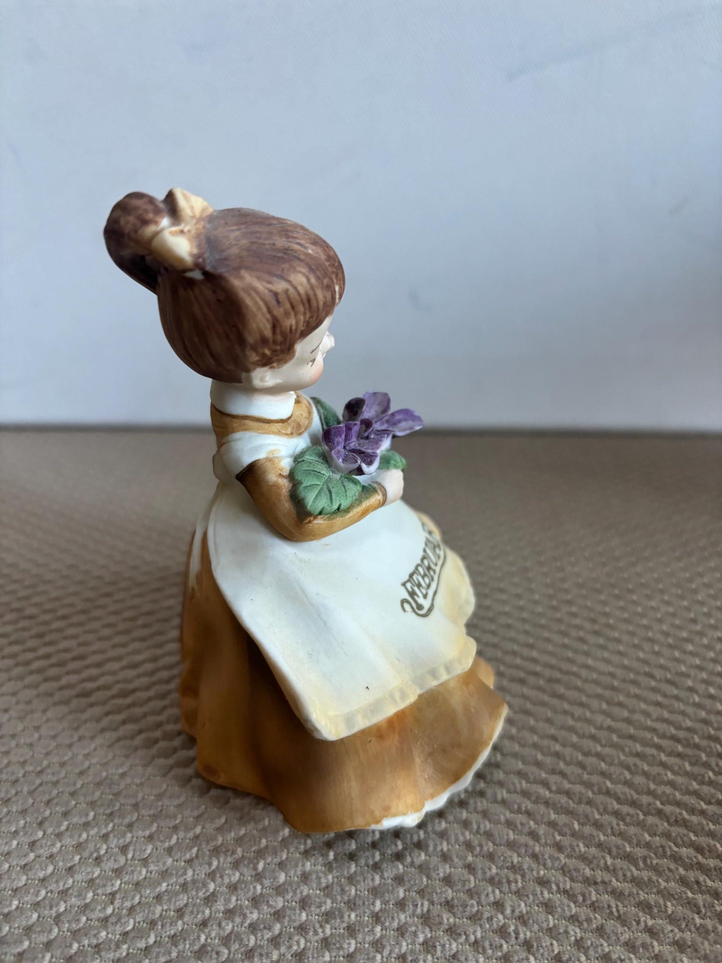 Vintage Lefton February Birthday Girl Porcelain Figurine Carrying Bouquet of Flowers Hand Painted Figure Japanese KW 4200 Lover Antiques