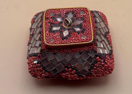 Vintage Pink Jeweled Snuff or Trinket Box Heart & Jeweled Trinket Box Jewel Decorative Ring Box Container Lover Antiques and Vintage