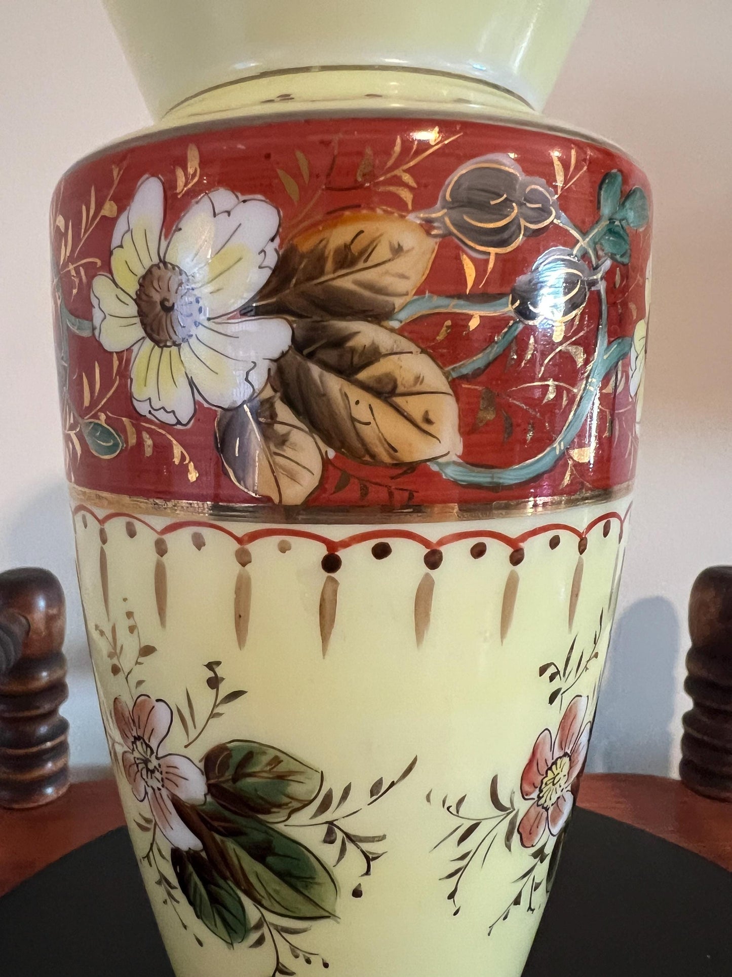 Antique Bristol Opaline Vase: Hand-Painted Floral Glass Art