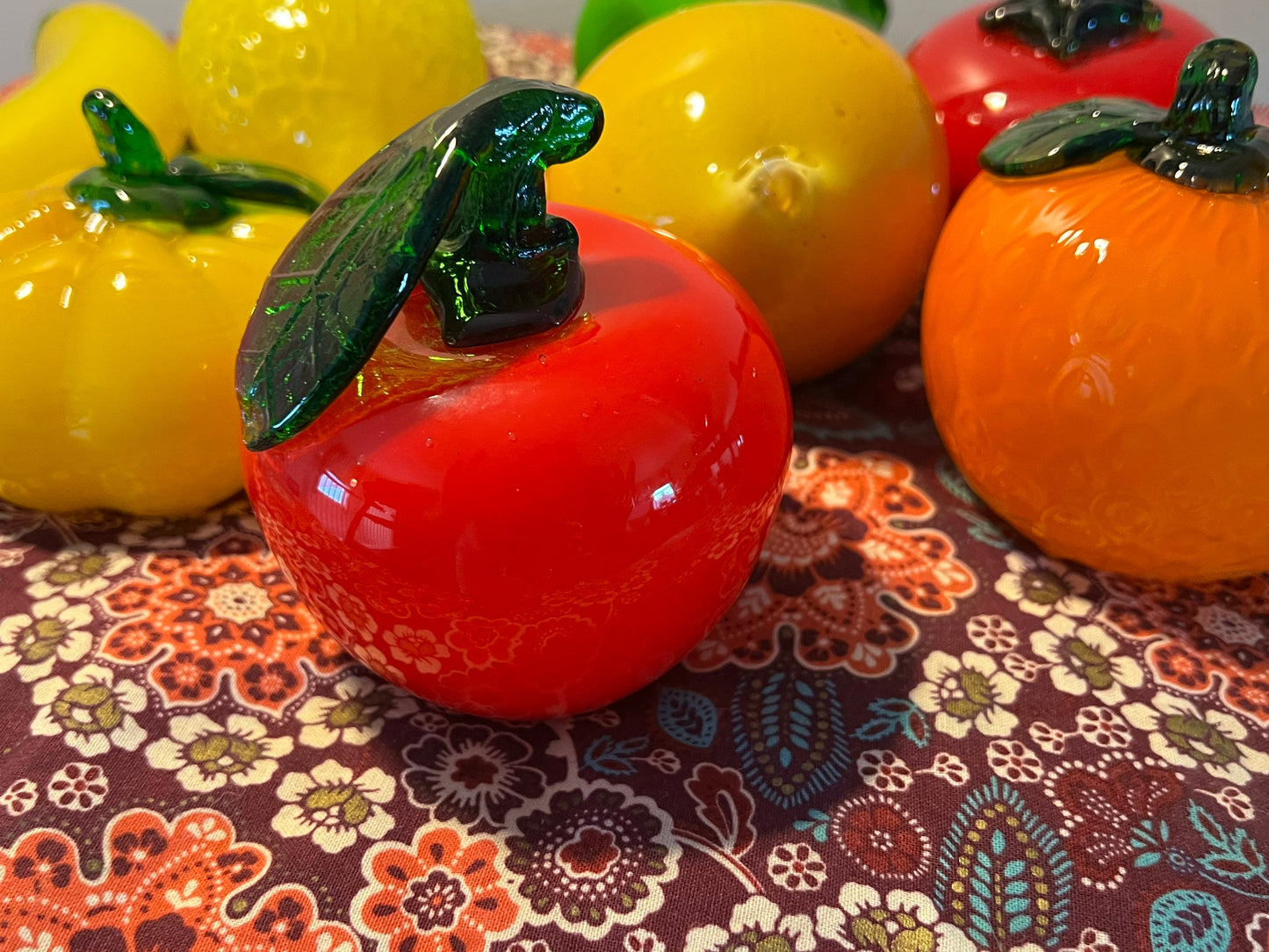 Vintage Murano Style Hand Blown Art Glass Fruit Banana Pear Eggplant Tomato Apple Lemon Peach Lover Antiques and Vintage