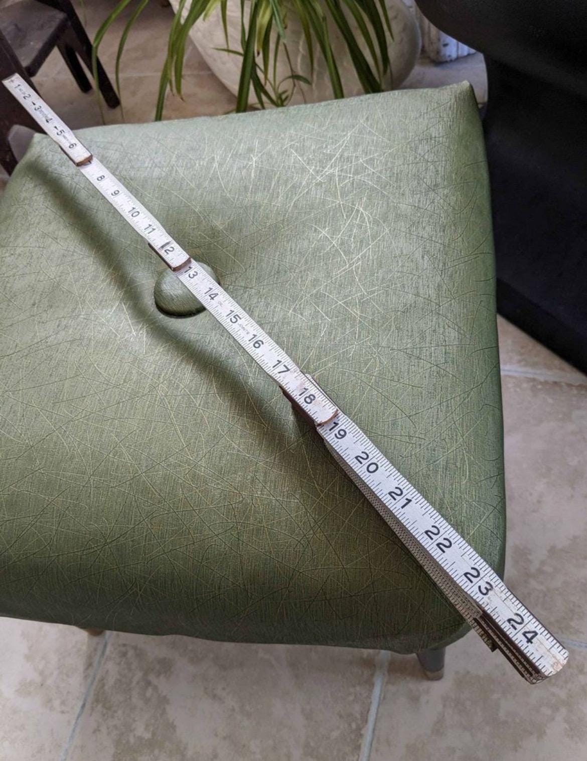 Mid Century Modern Green Stool Modern Ottoman Photographers Seat Lover Antiques and Vintage