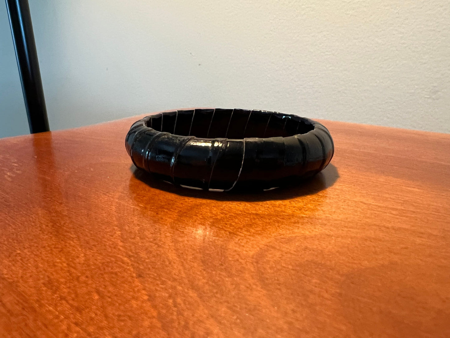 Vintage black bangle bracelet jewelry mid century modern style wrist art